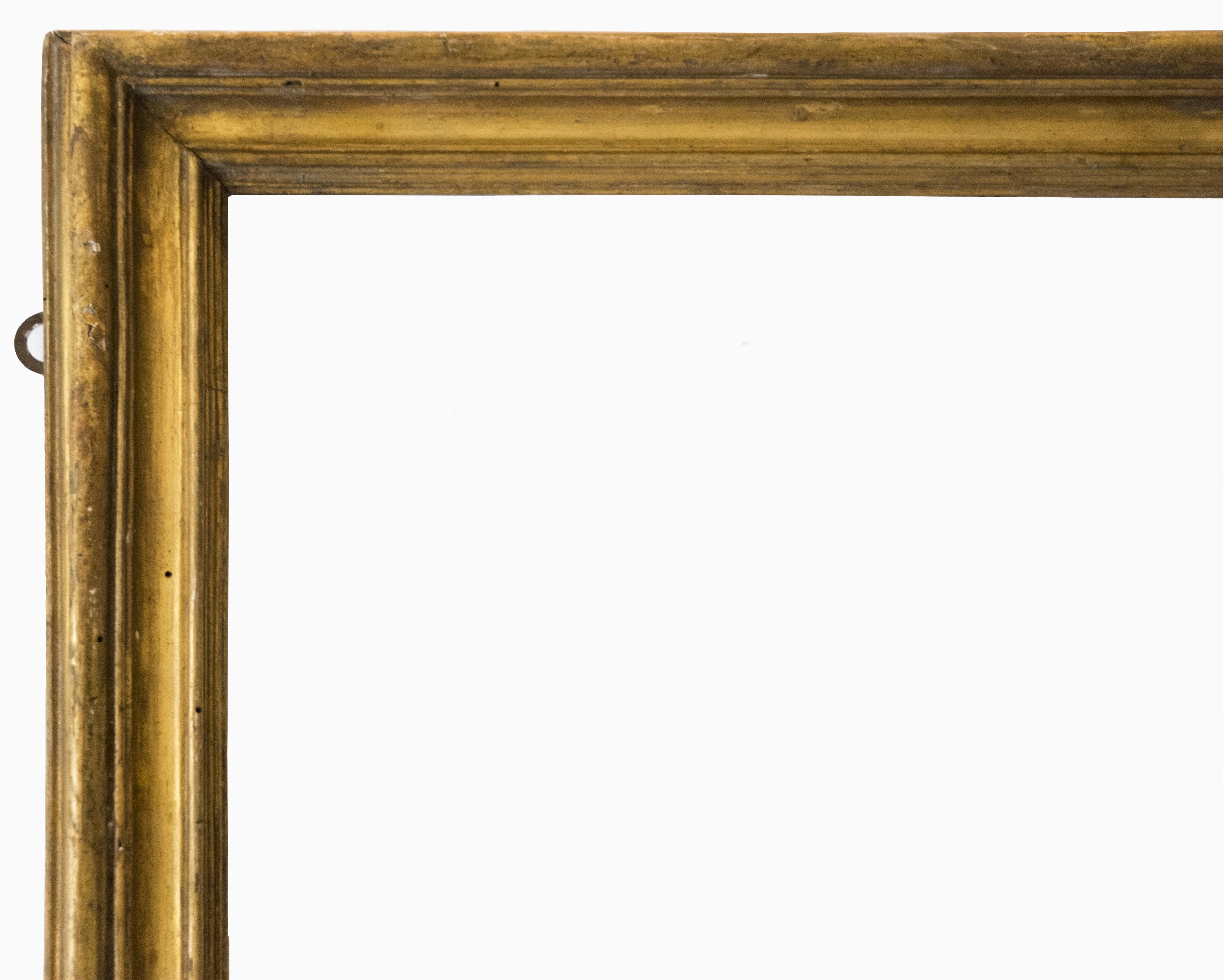 Central Italy frame, early 18th century
Golden wooden Salvator Rosa frame. Mixtilinear profile.
Inside: 115.2 x 64.7 cm; outside: 125.5 x 75.5 cm.
Depth is the wide of the band.
 