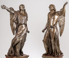 CENTRAL ITALY SCHOOL Pair of Sculptures Louis XIV  "Angels" late 17th Century