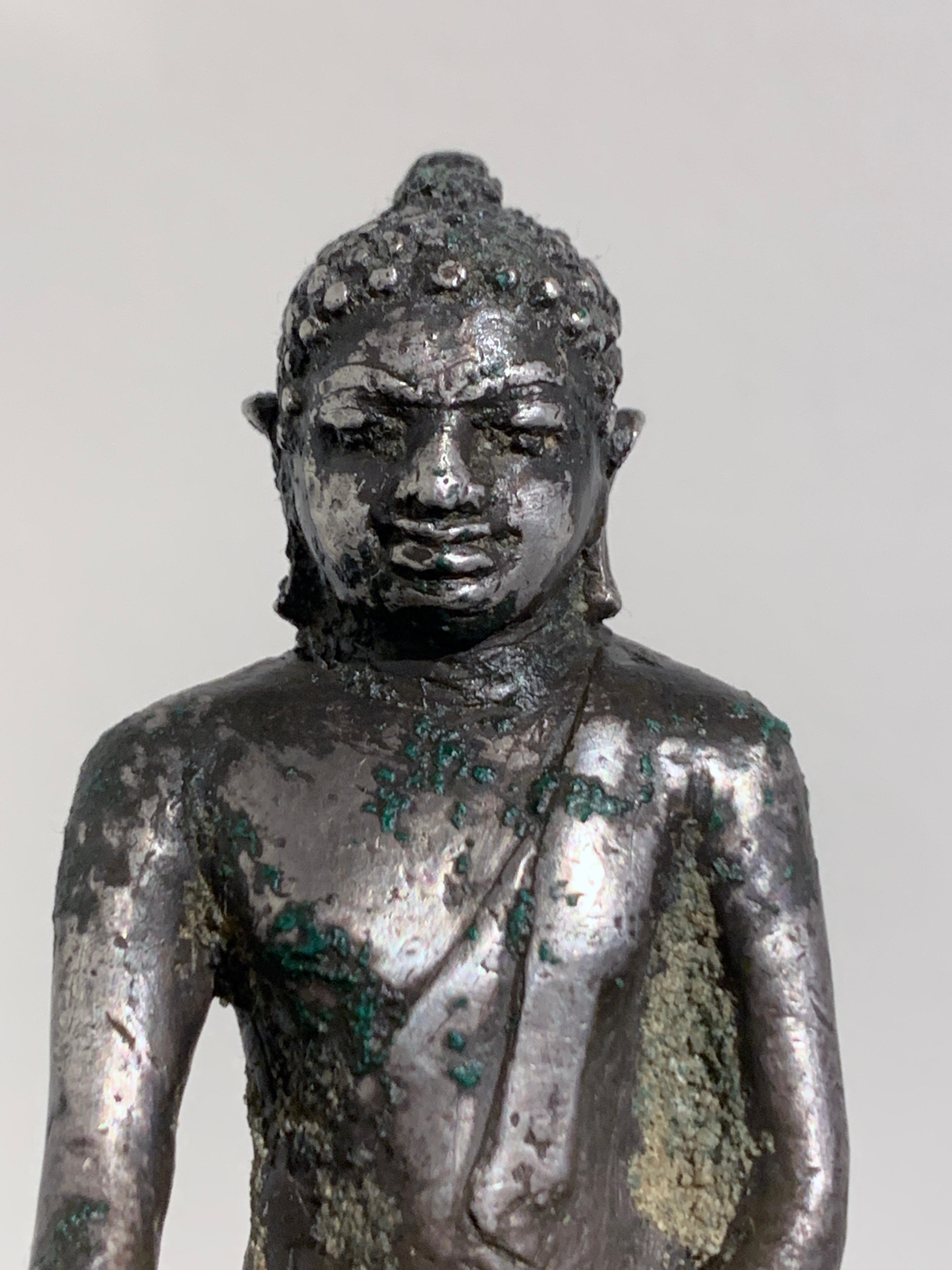 18th Century and Earlier Central Javanese Cast Silver Transcendent Buddha, 9th-12th Century, Indonesia For Sale