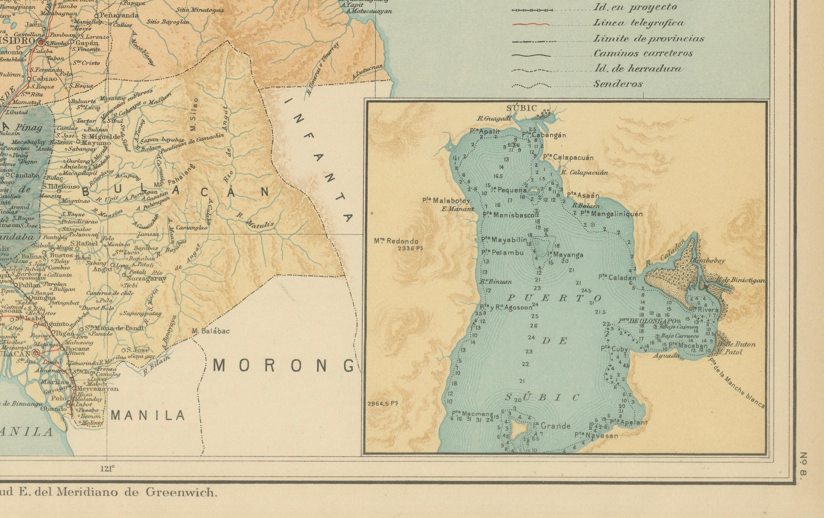 Titre : Carte topographique et hydrographique du centre de Luzon - Observatorio de Manila, 1899

Description :
Cette chromolithographie très détaillée intitulée 