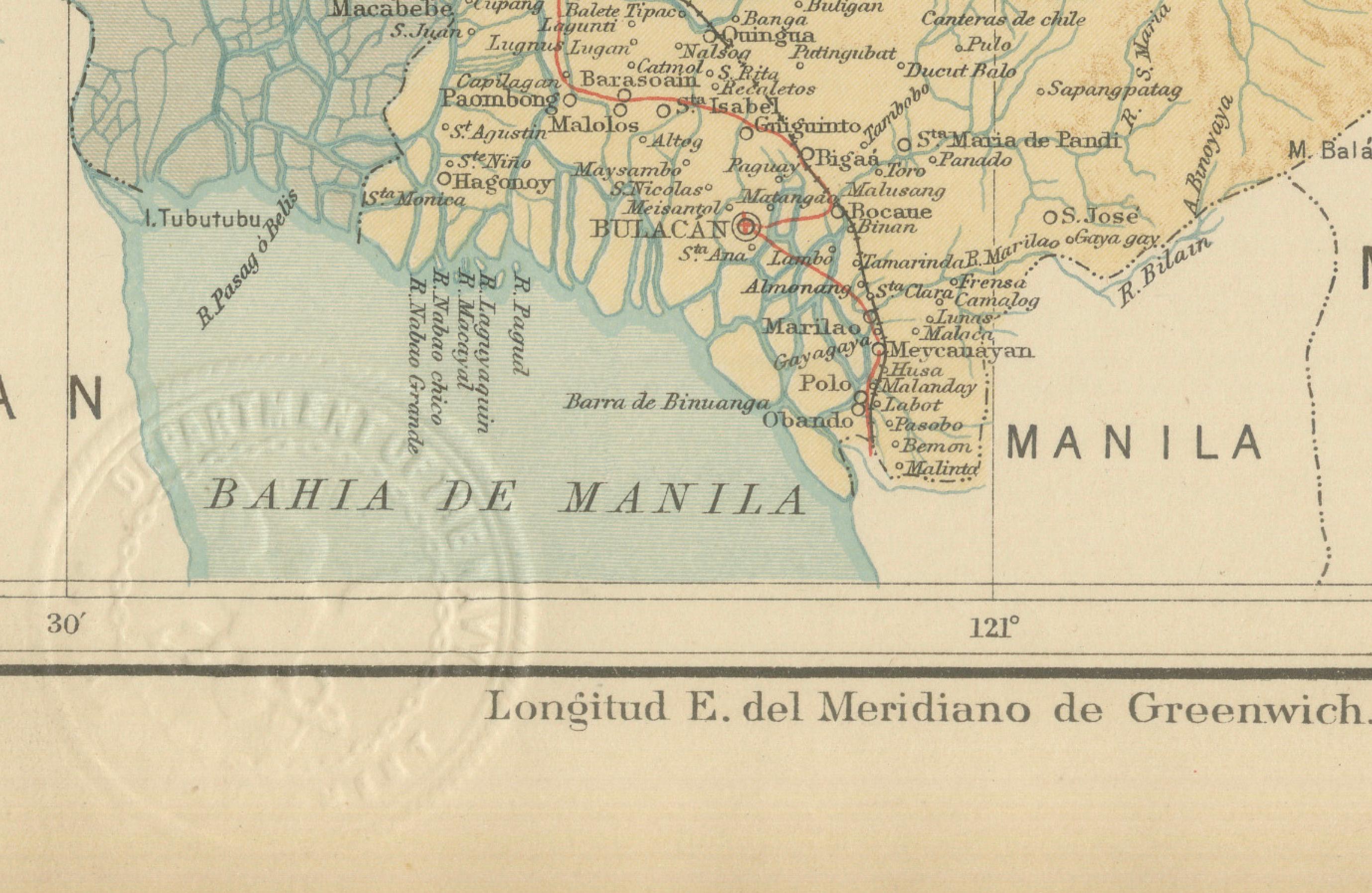 Philippin Carte topographique et hydrographique du centre de Luzon - Observatorio de Manila, 1899 en vente