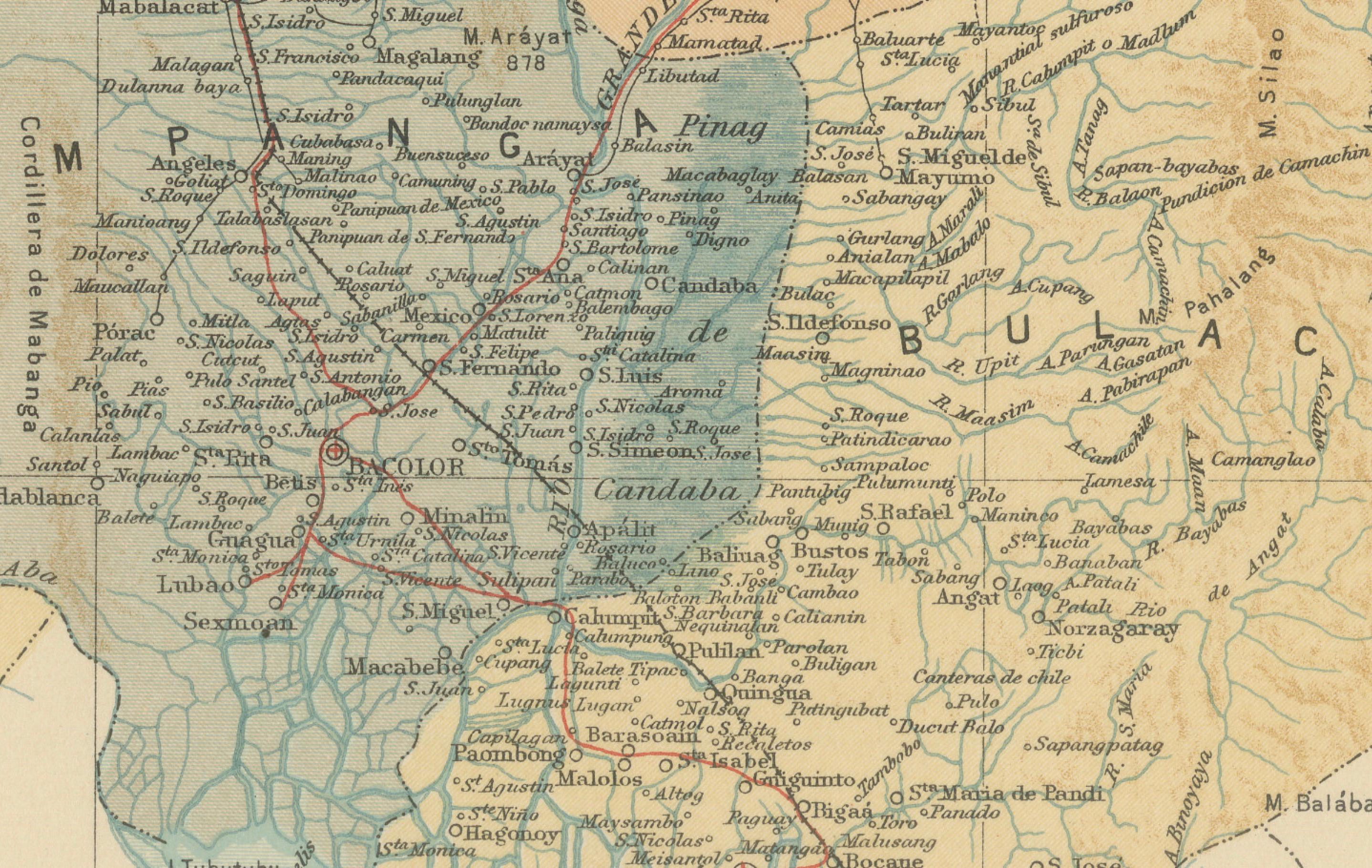 Fin du XIXe siècle Carte topographique et hydrographique du centre de Luzon - Observatorio de Manila, 1899 en vente