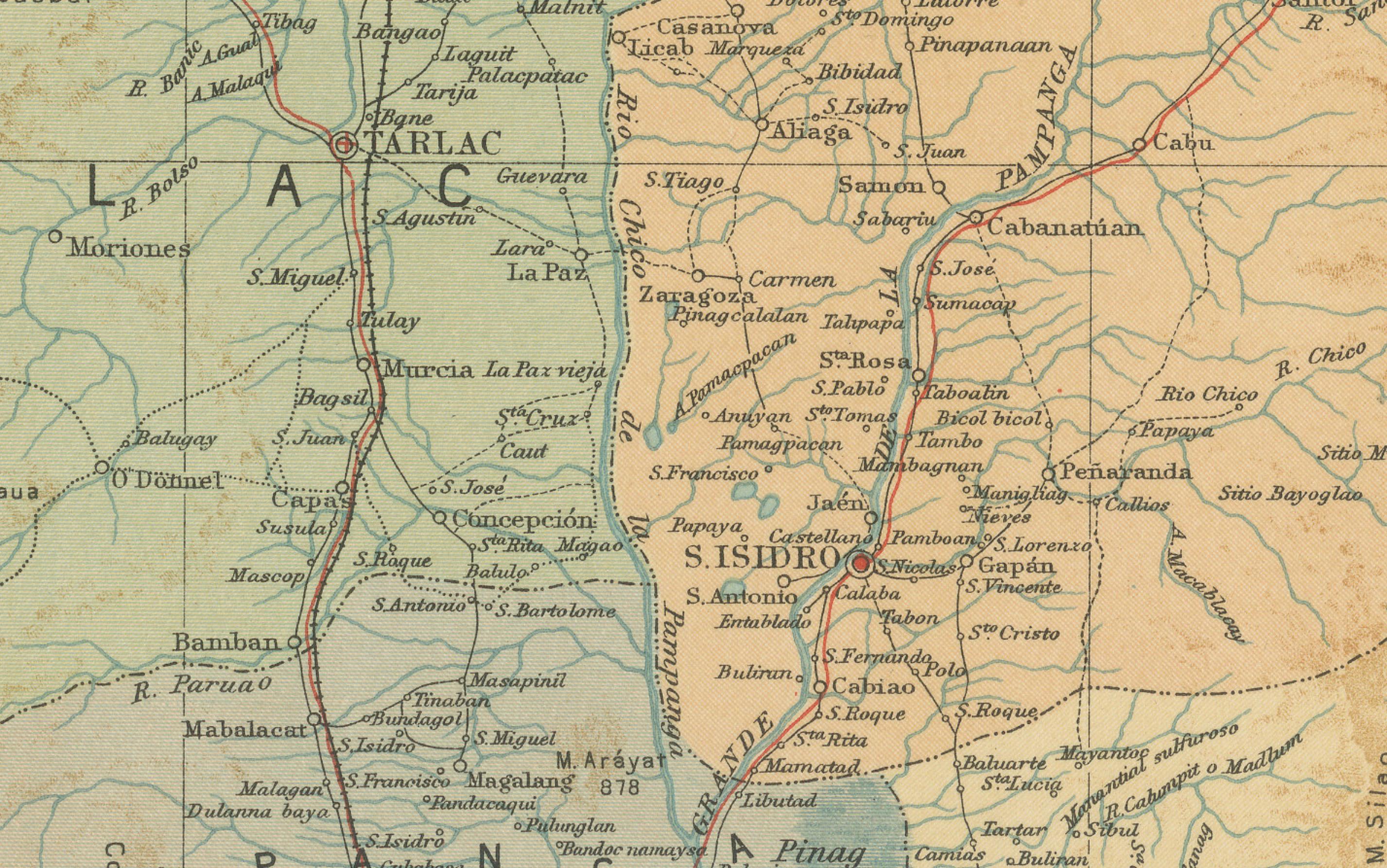 Papier Carte topographique et hydrographique du centre de Luzon - Observatorio de Manila, 1899 en vente