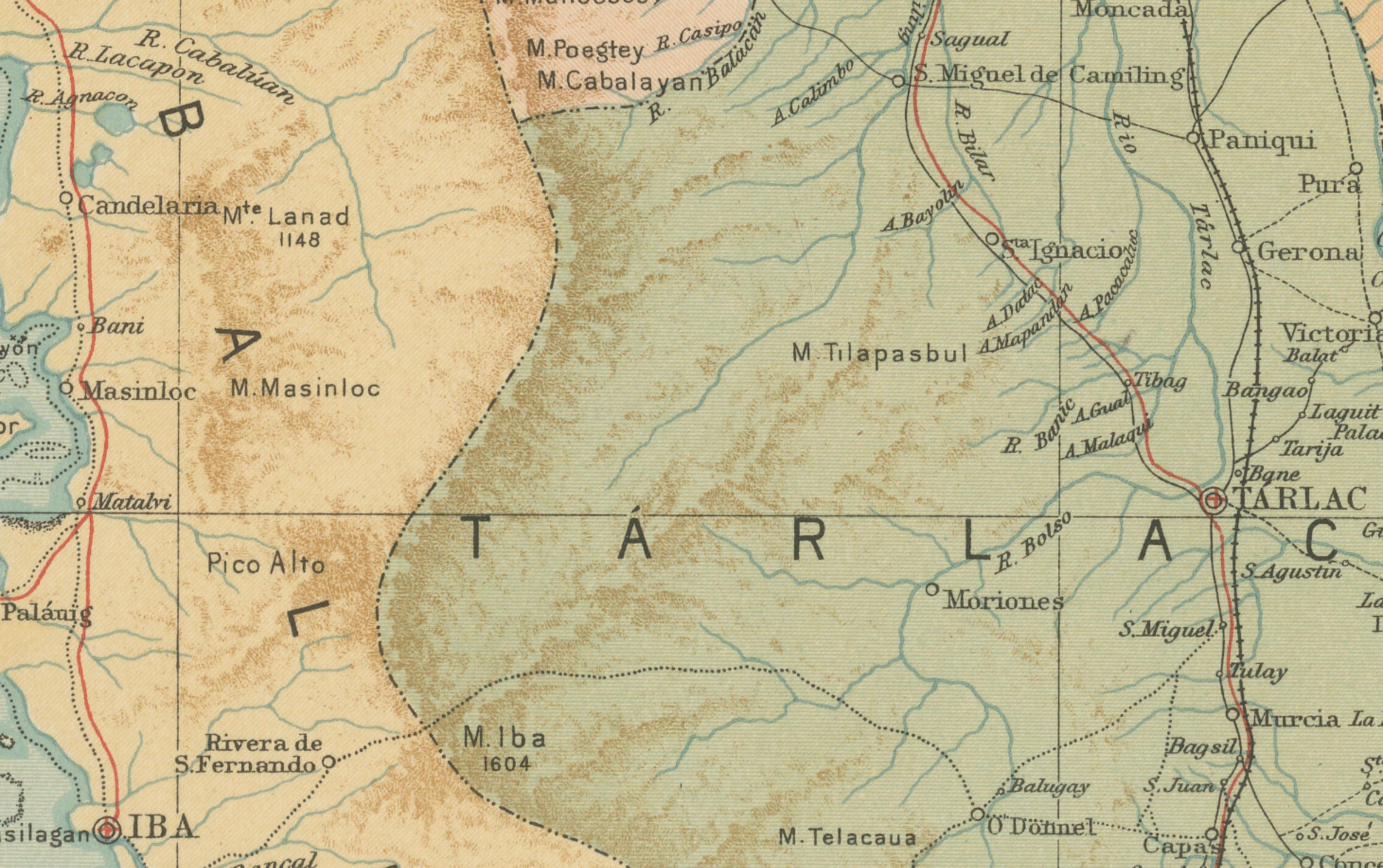 Carte topographique et hydrographique du centre de Luzon - Observatorio de Manila, 1899 en vente 1