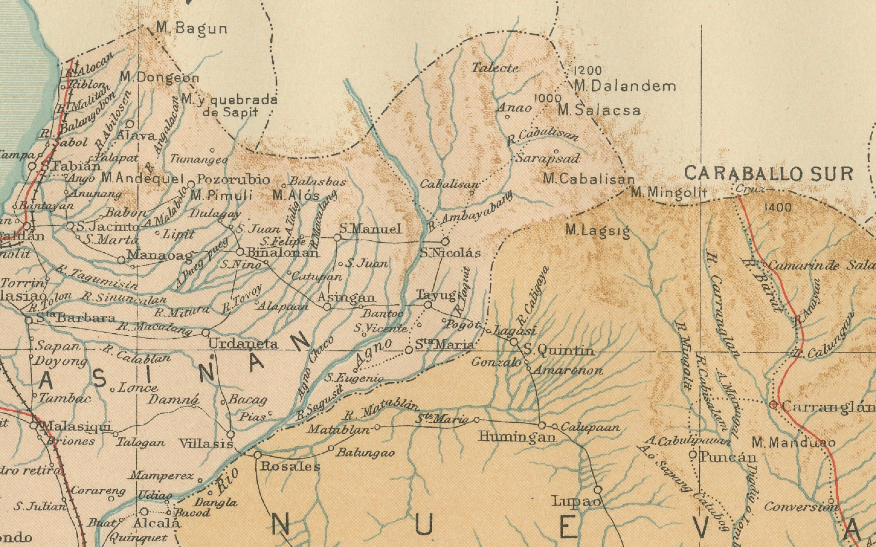 Carte topographique et hydrographique du centre de Luzon - Observatorio de Manila, 1899 en vente 3