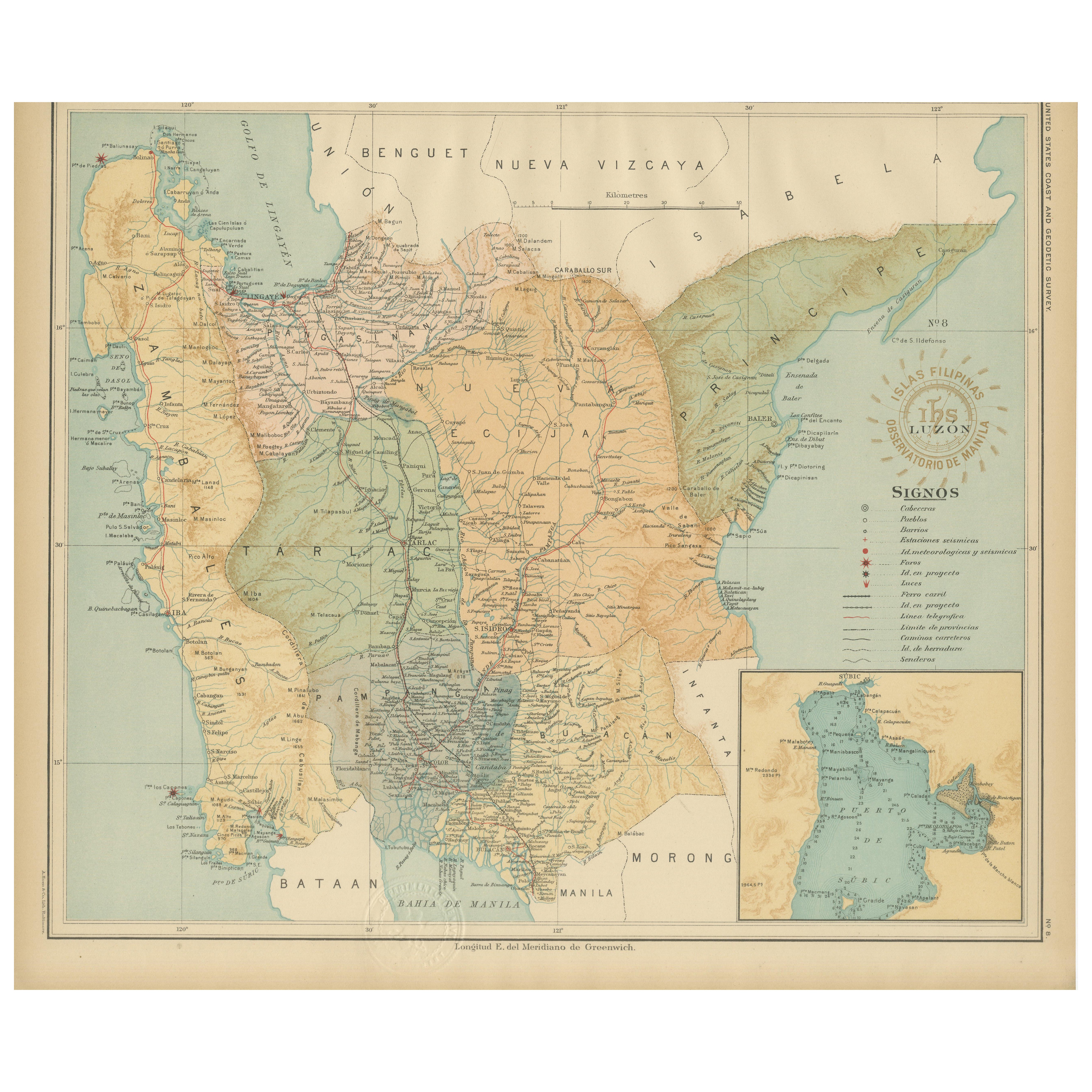 Central Luzon Topographic and Hydrographic Map – Observatorio de Manila, 1899