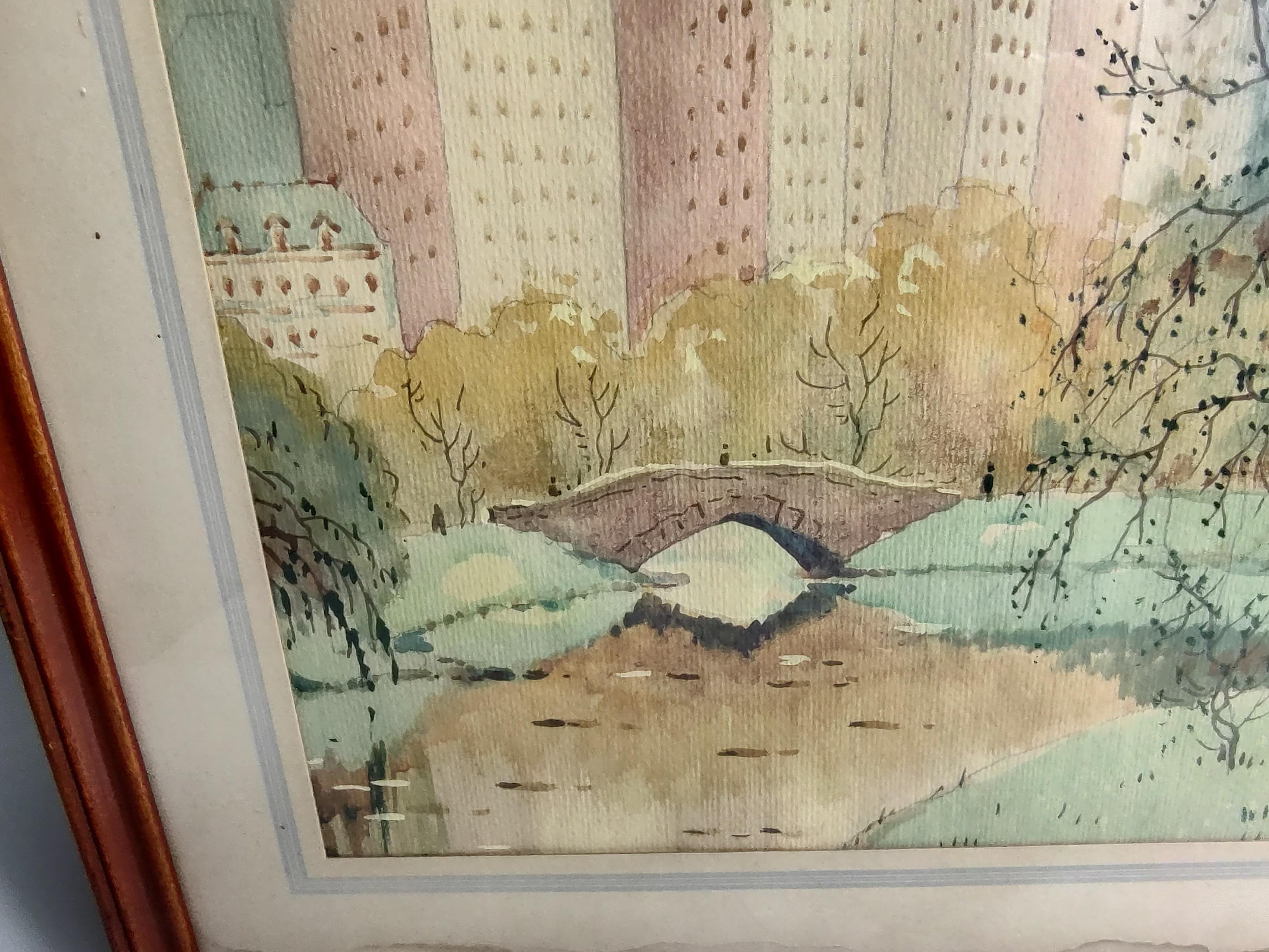 Ansicht des Central Park Aquarells von John Vander Bilt, um 1935 (Moderne) im Angebot