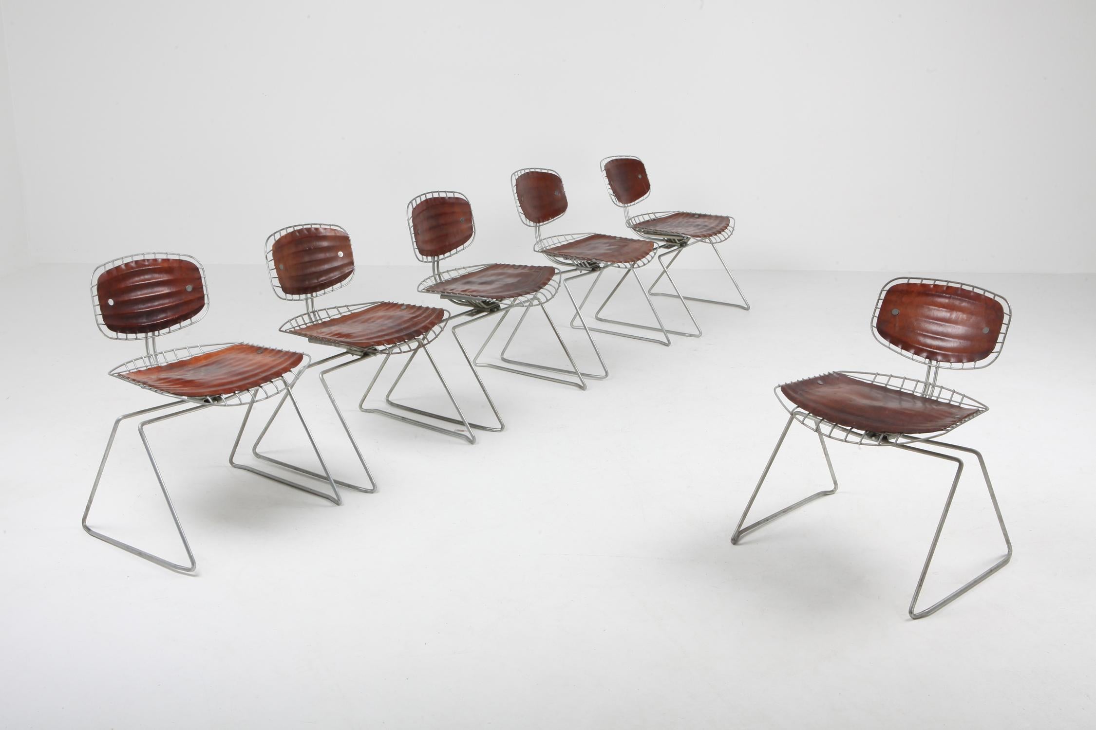 Mid-Century Modern Beaubourg wire chairs by Michel Cadestin and Georges Laurent.
These chairs were designed in 1976 for the competition to determine which chairs would be used in the Centre Pompidou art center. Jean Prouvé was the head of the