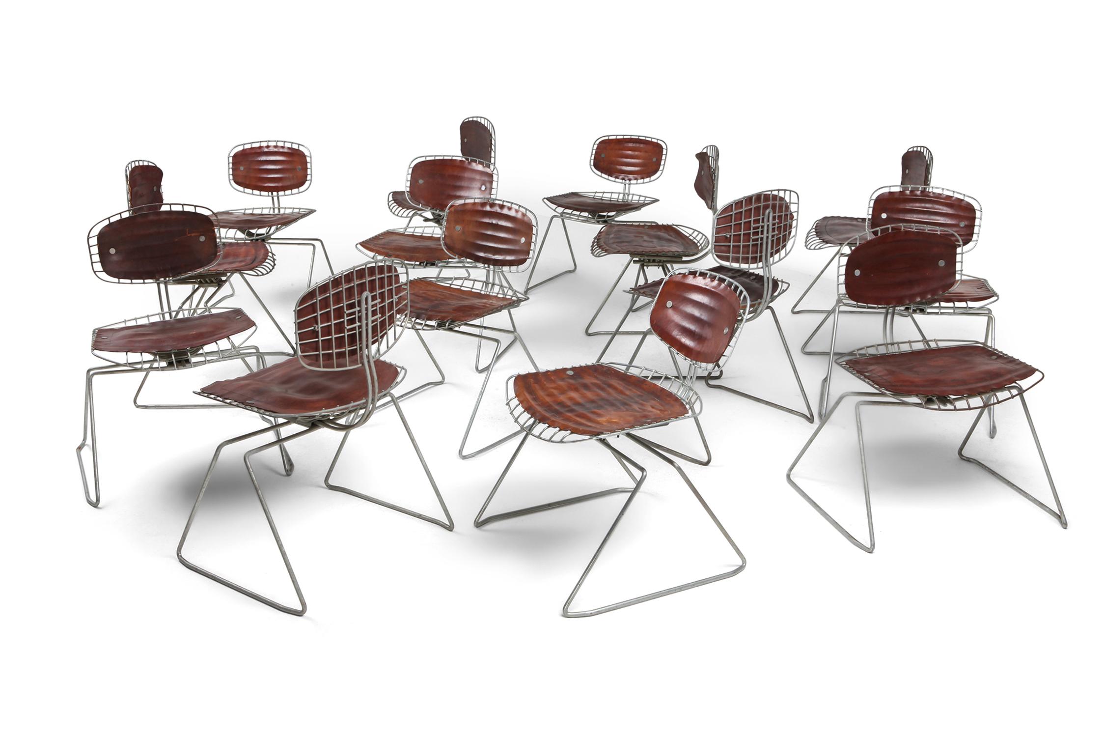 Steel Centre Pompidou Beauburg Chairs Selected by Jean Prouvé