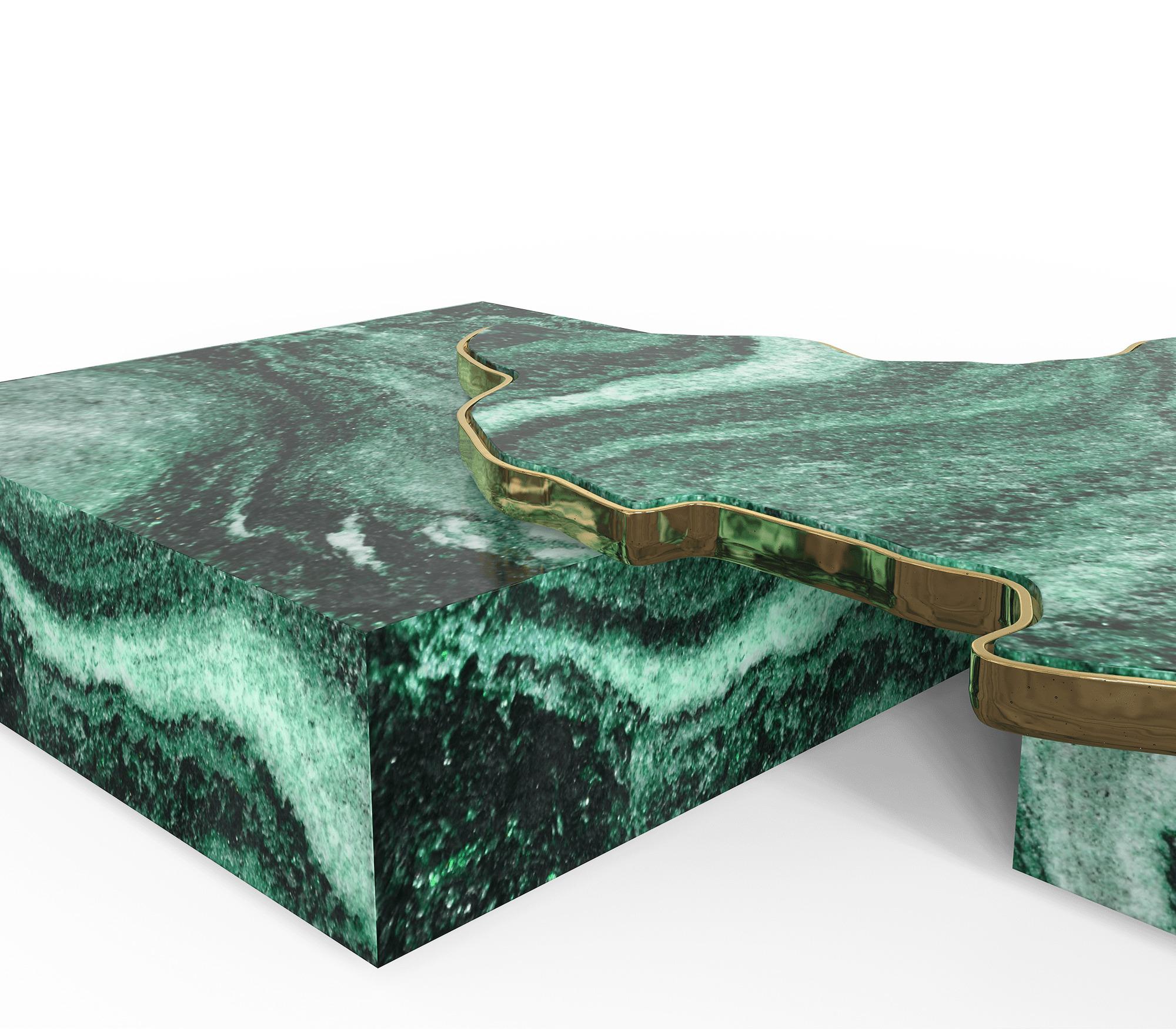 Modern Centre Table in Green Marble For Sale