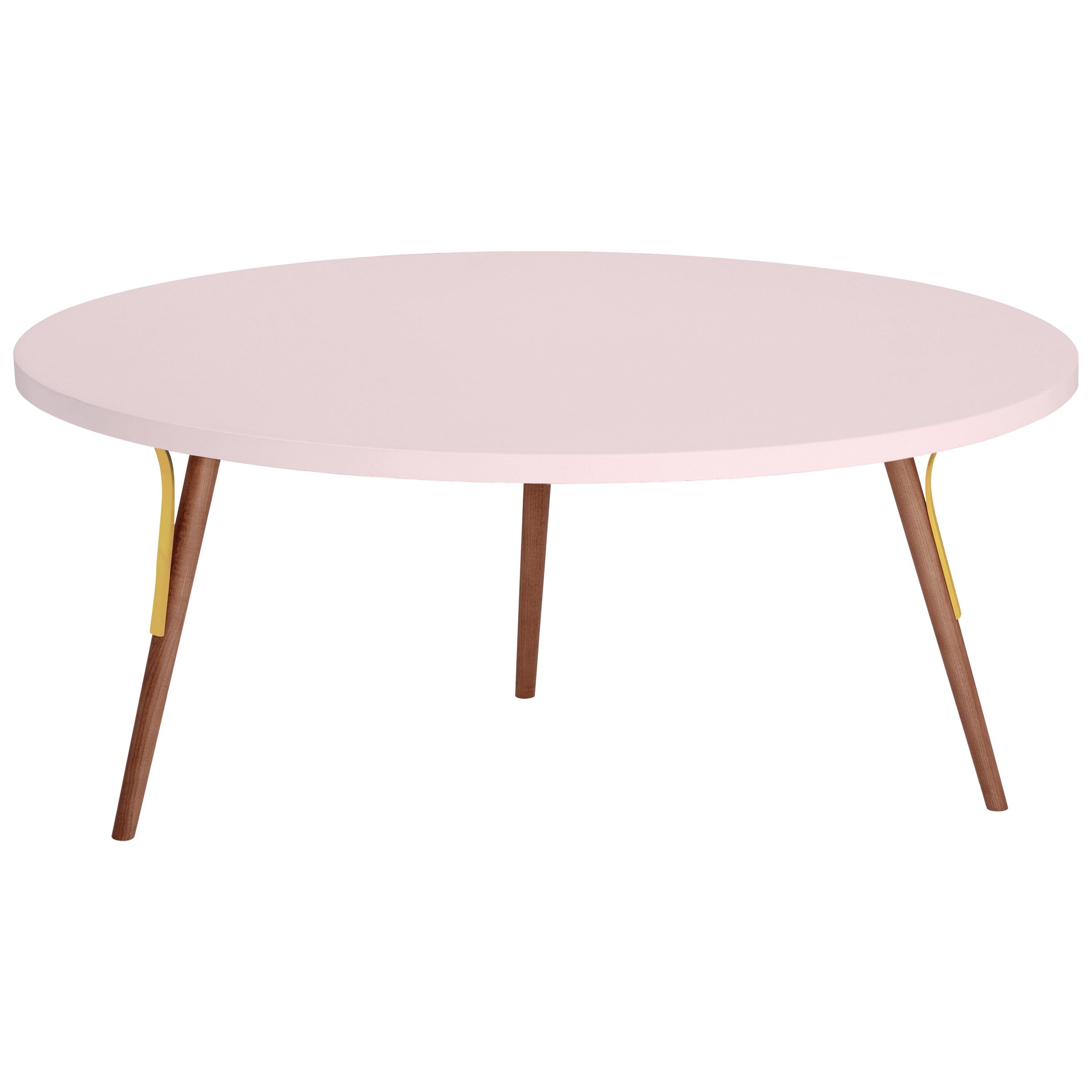 Centre Table Way in Wood and Brass For Sale