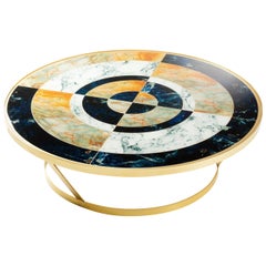 Brass and Printed Glass Stone design handmade in Portugal Centre Table York