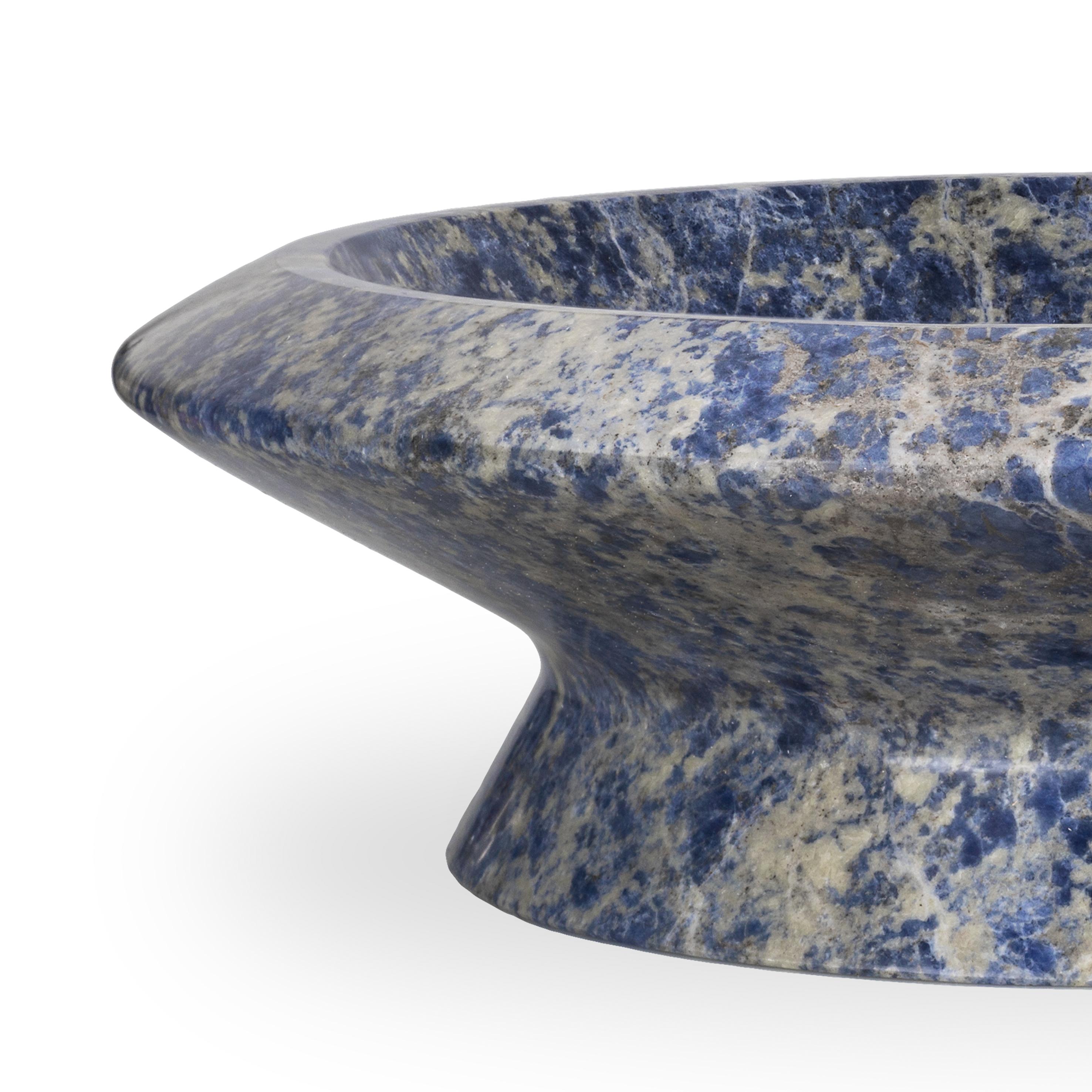 Italian New Modern Centrepiece in Blue Sodalite Marble, creator Ivan Colominas For Sale