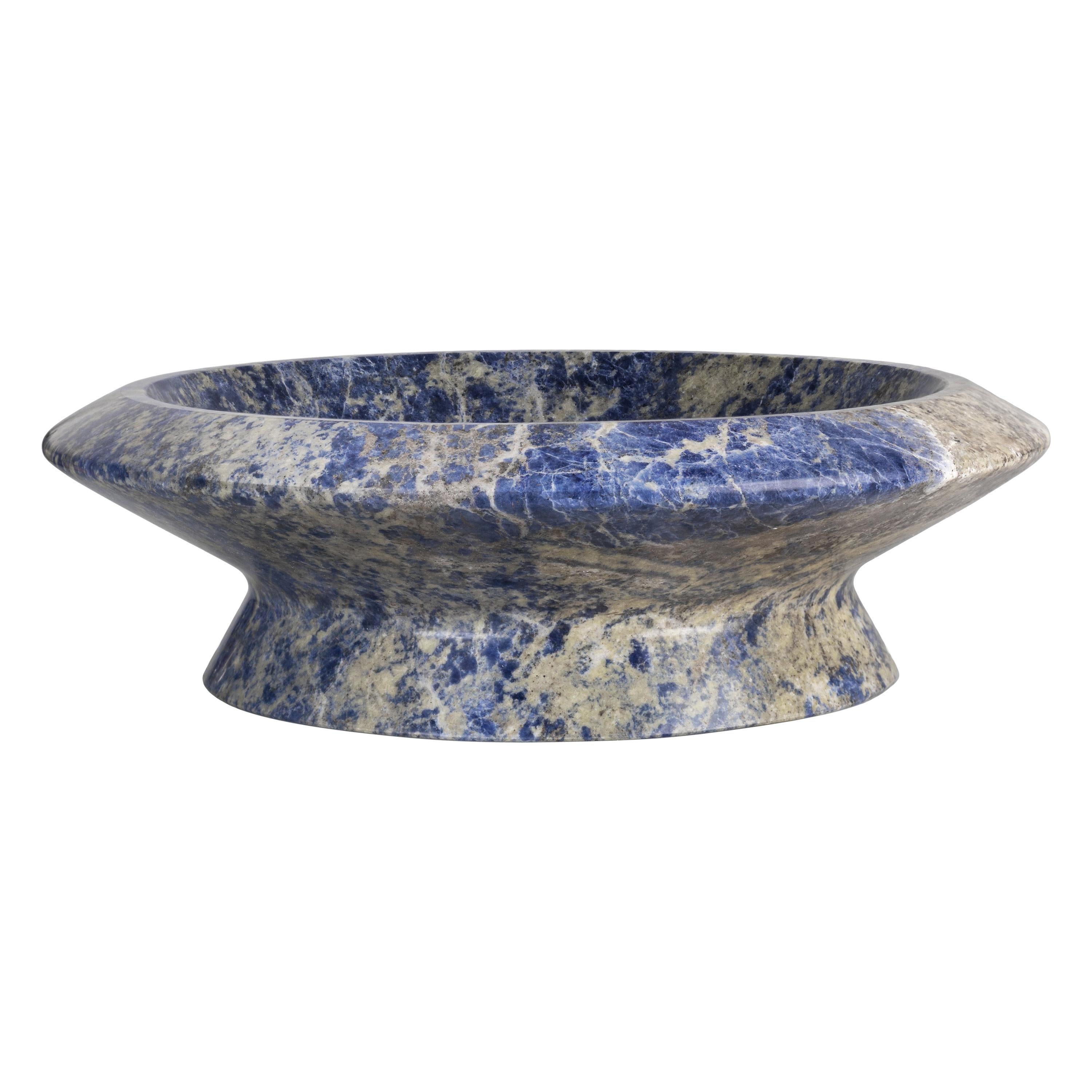 New Modern Centrepiece in Blue Sodalite Marble, Creator Ivan Colominas STOCK For Sale