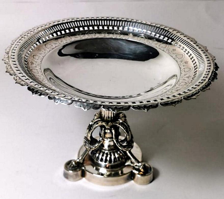Victorian Centrepiece in Silver Plated, Fretworked and Engraved James Dixon, 1850