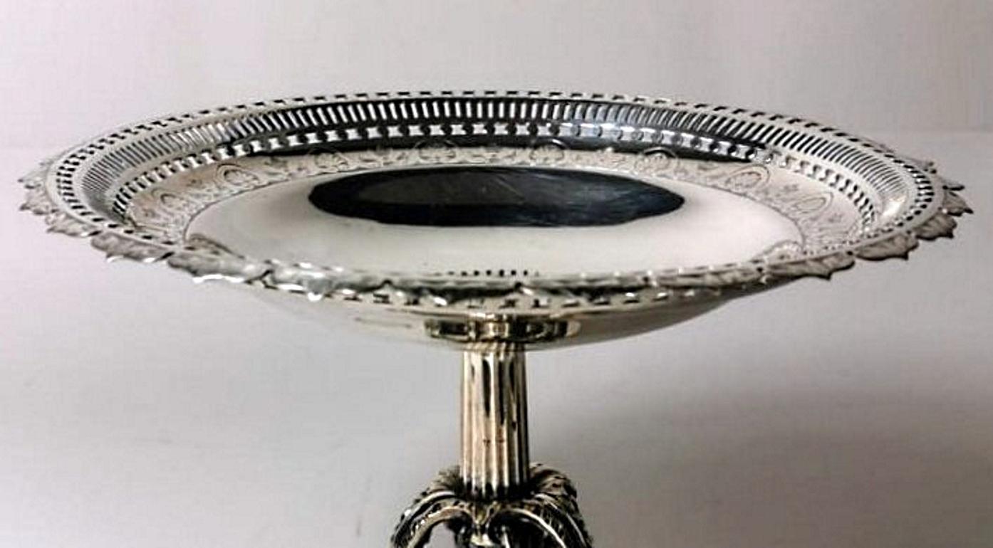 English Centrepiece in Silver Plated, Fretworked and Engraved James Dixon, 1850