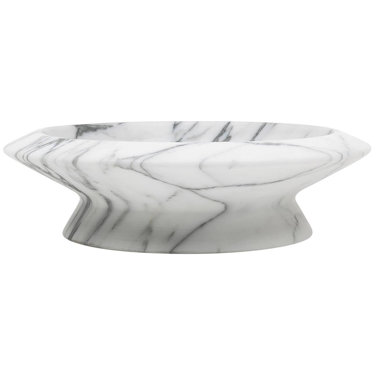 New Modern Centrepiece in White Arabescato Marble Creator Ivan Colominas STOCK For Sale