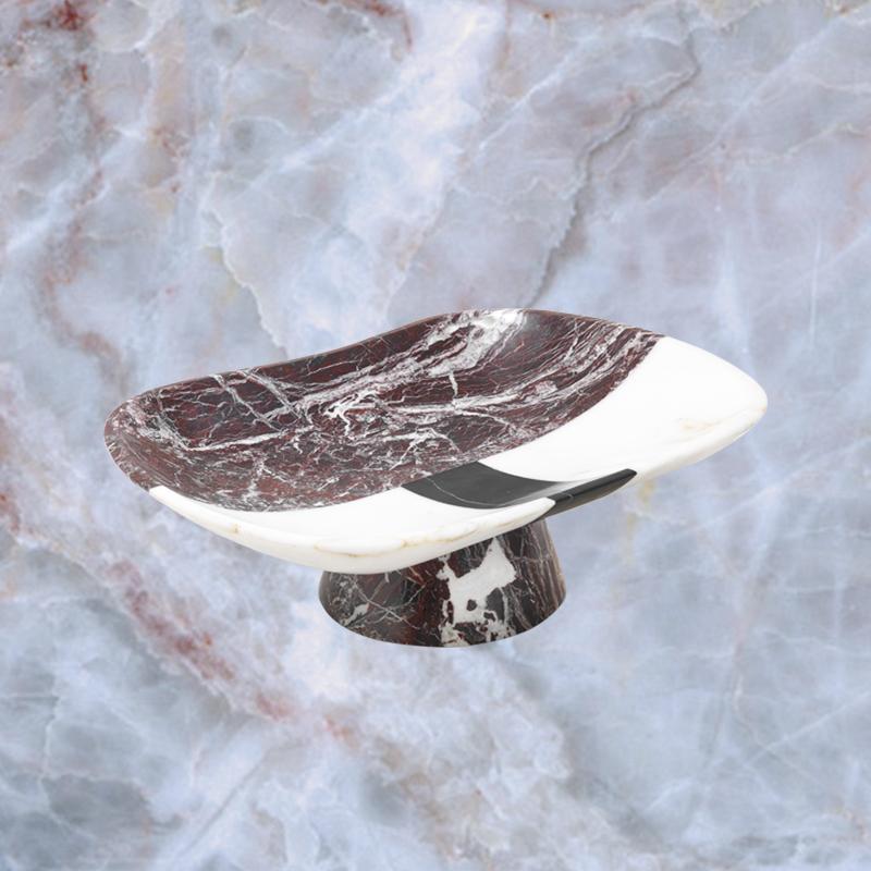 New Modern Centrepiece in White, Black and Red Marble, creator Matteo Cibic For Sale 3