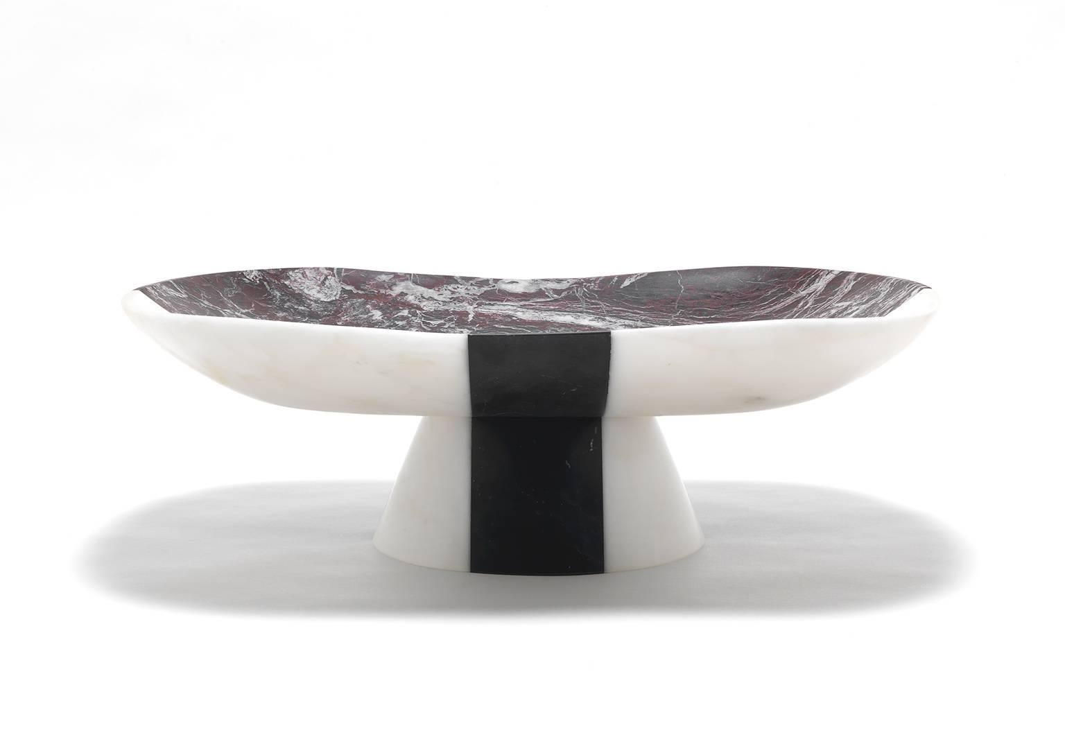 Modern Centrepiece in White, Black and Red Marble by Matteo Cibic, Italy, Stock For Sale