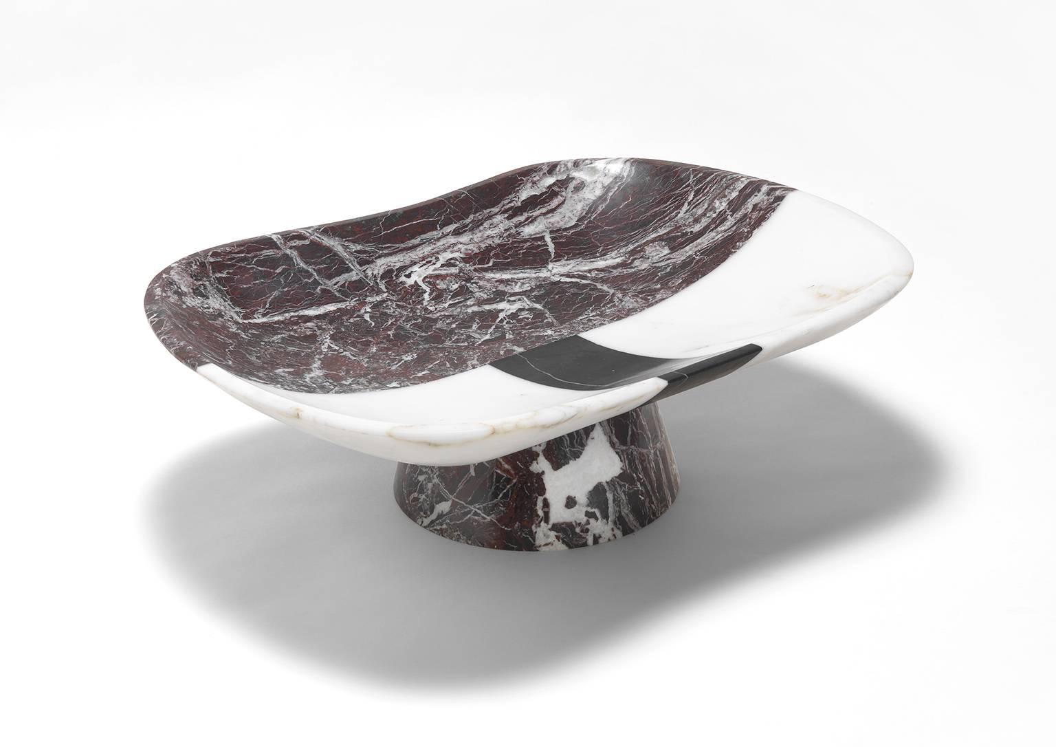 Italian Centrepiece in White, Black and Red Marble by Matteo Cibic, Italy, Stock For Sale