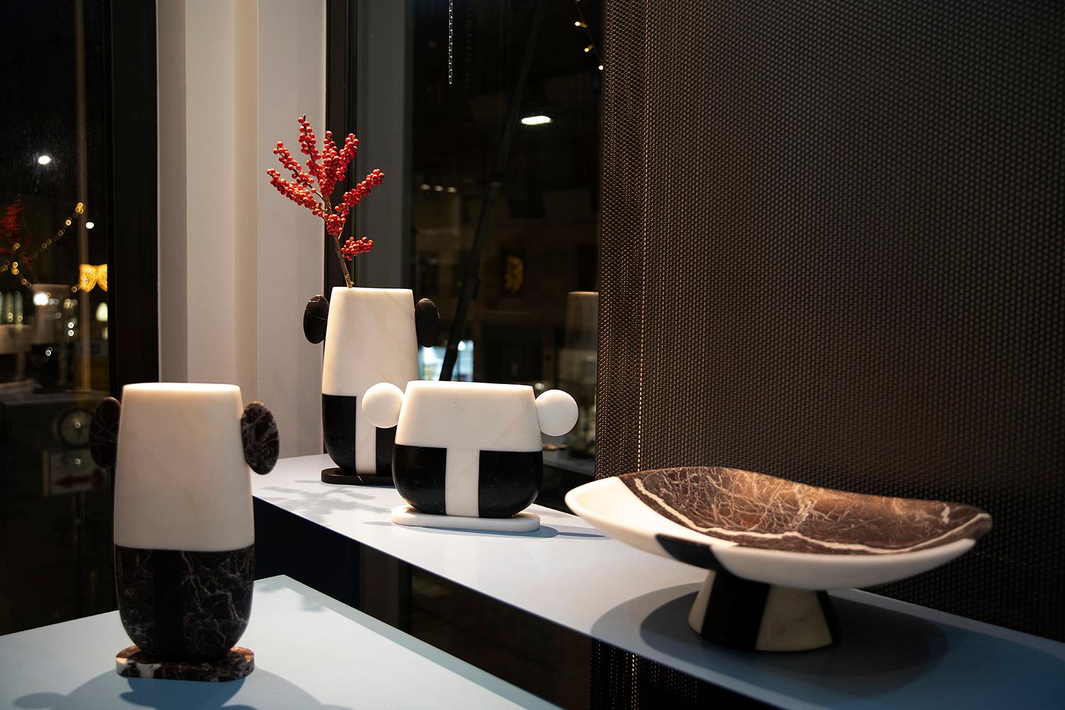 Centrepiece in White, Black and Red Marble by Matteo Cibic, Italy, Stock For Sale 1