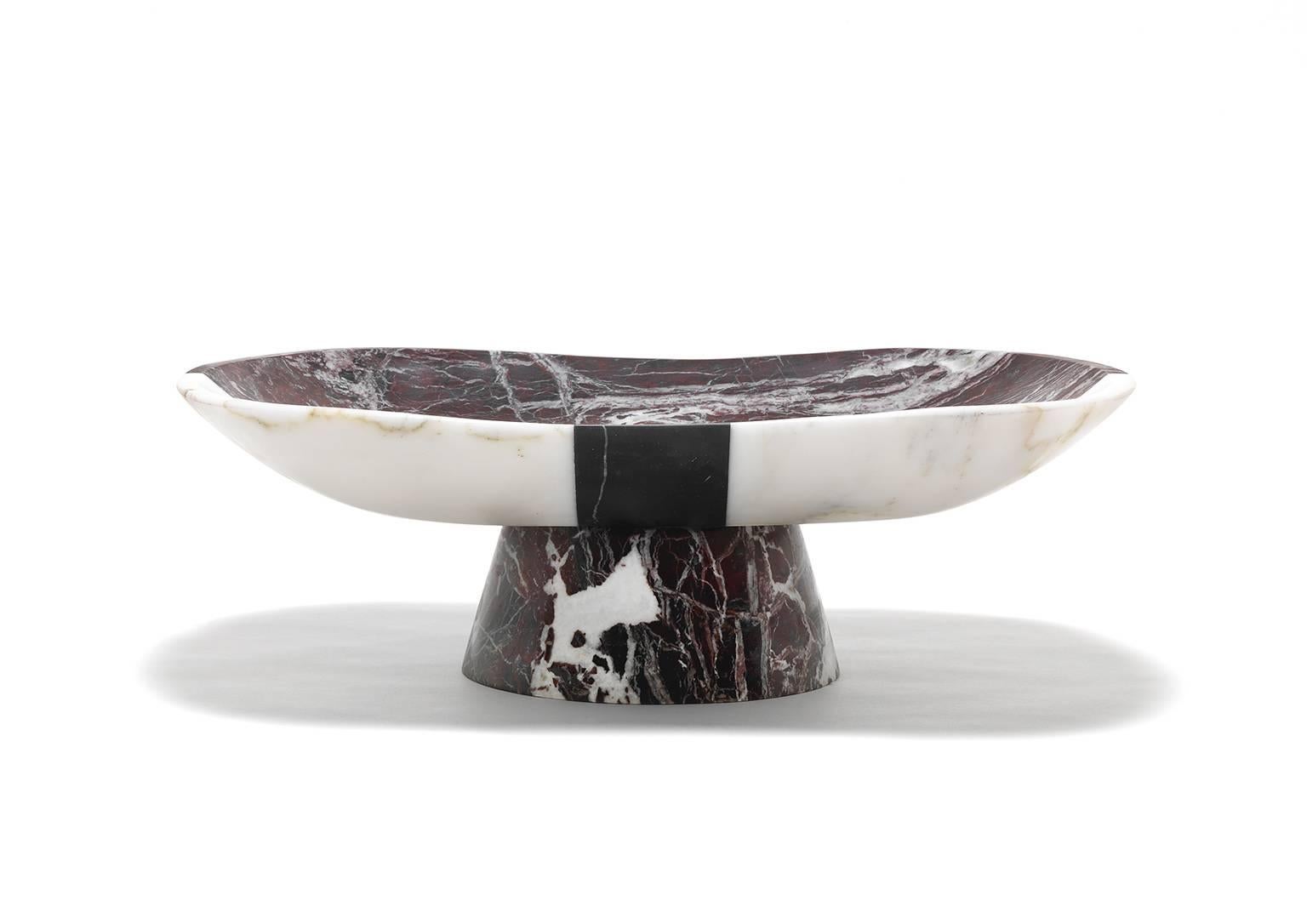 New Modern Centrepiece in White, Black and Red Marble, creator Matteo Cibic For Sale 1