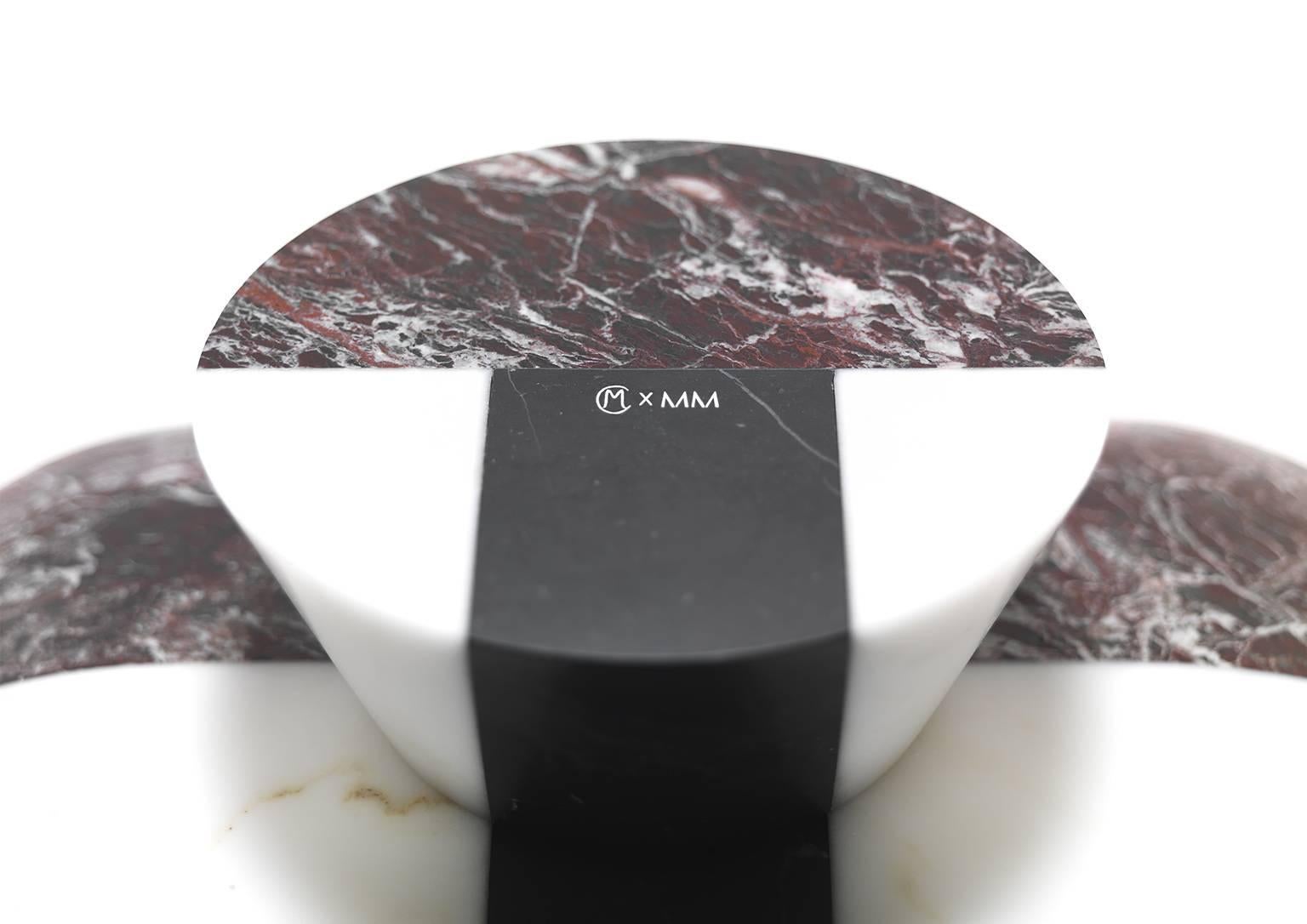 New Modern Centrepiece in White, Black and Red Marble, creator Matteo Cibic For Sale 2