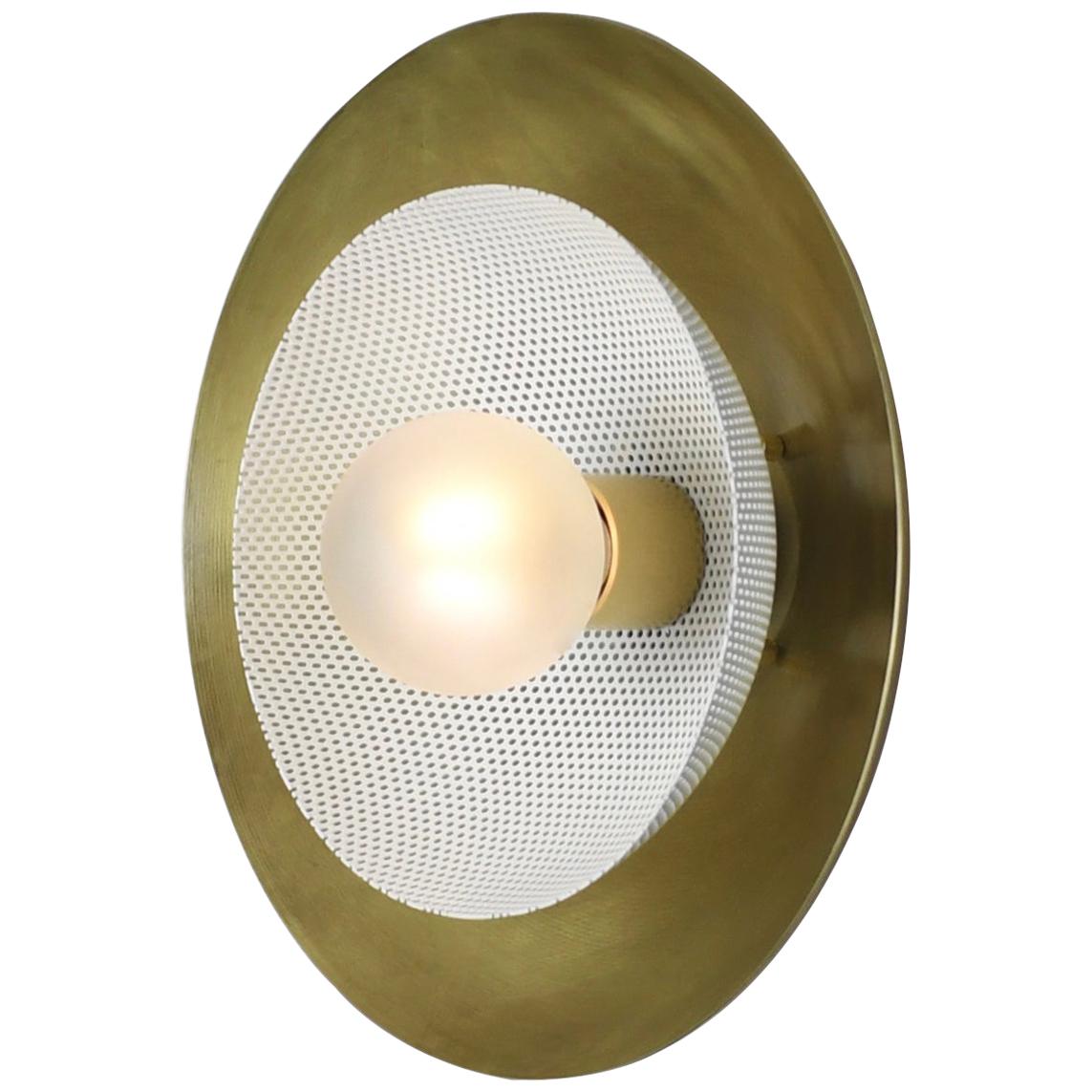 Centric Wall Sconce in Solid Brass and Cream Enamel Mesh Blueprint Lighting 2019