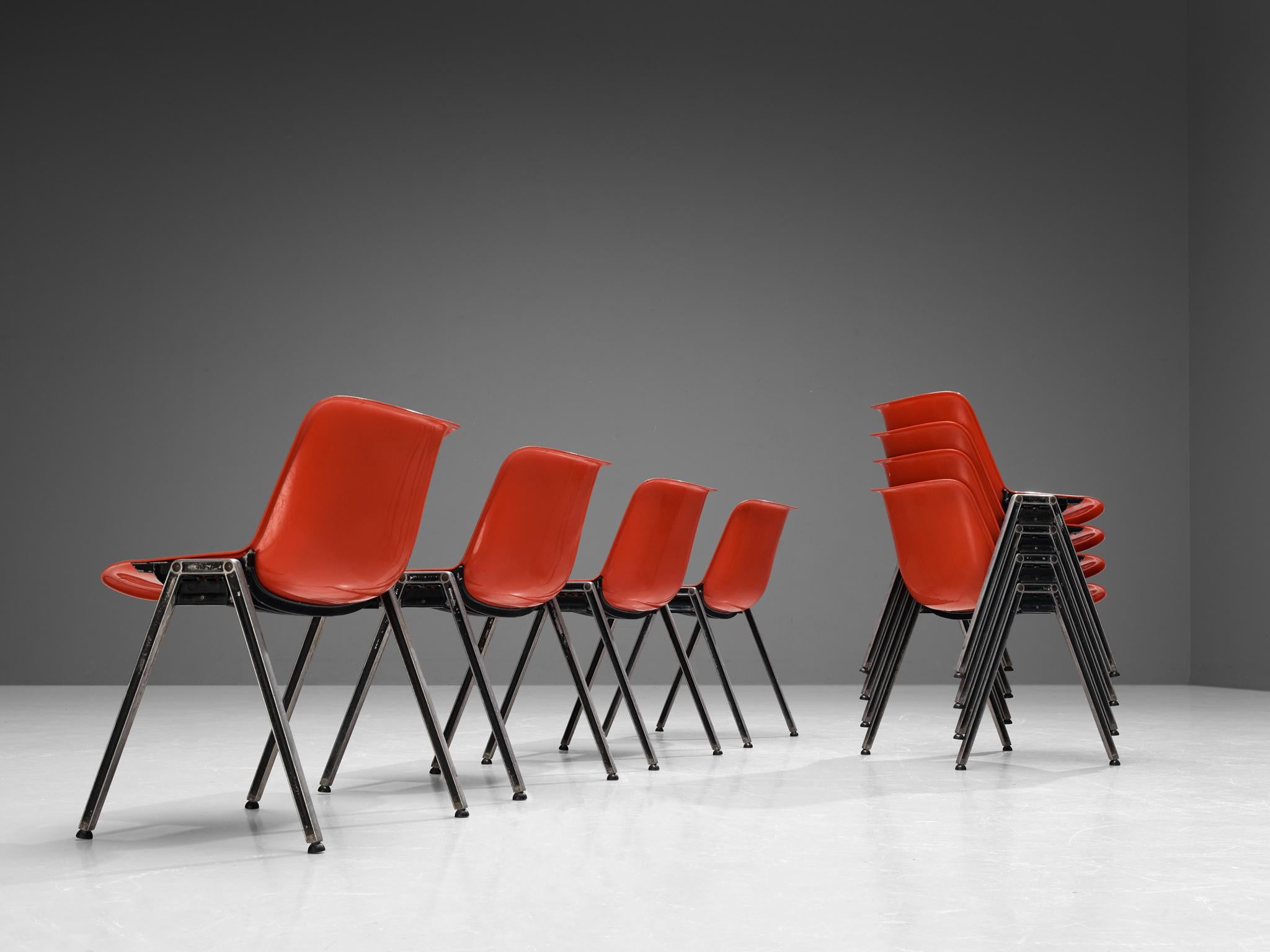 Post-Modern Centro Progetti Tecno Set of Eight Stackable ‘Modus’ Chairs For Sale