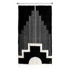 CENTRO Sheep Wool Handwoven Tapestry, Aged Bronze Wall Mount, Black & Ivory