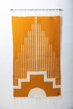 CENTRO Sheep Wool Handwoven Tapestry, Aged Bronze Wall Mount, Ochre