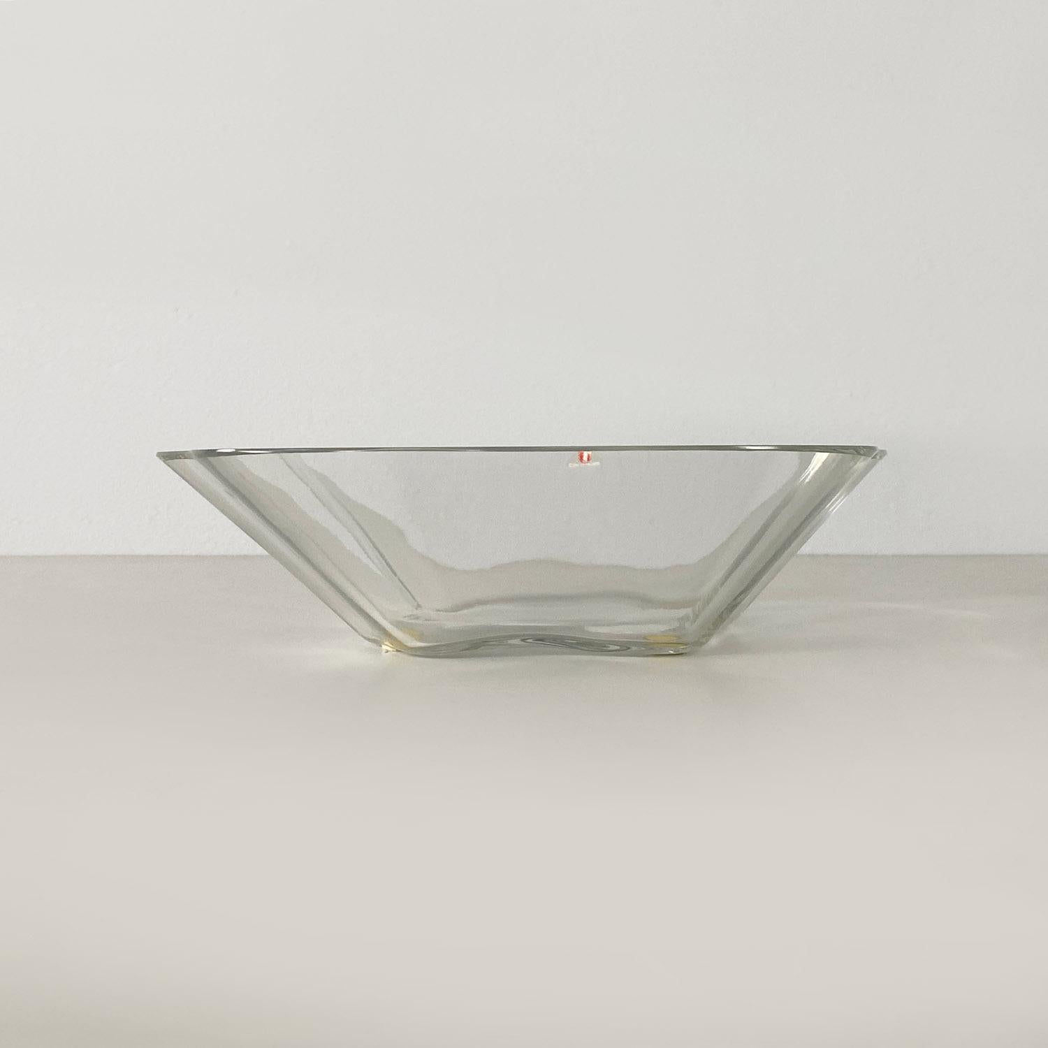 Modern Finnish glass bowl centerpiece, Alvar Aalto for IIttala, 1990s In Good Condition For Sale In MIlano, IT