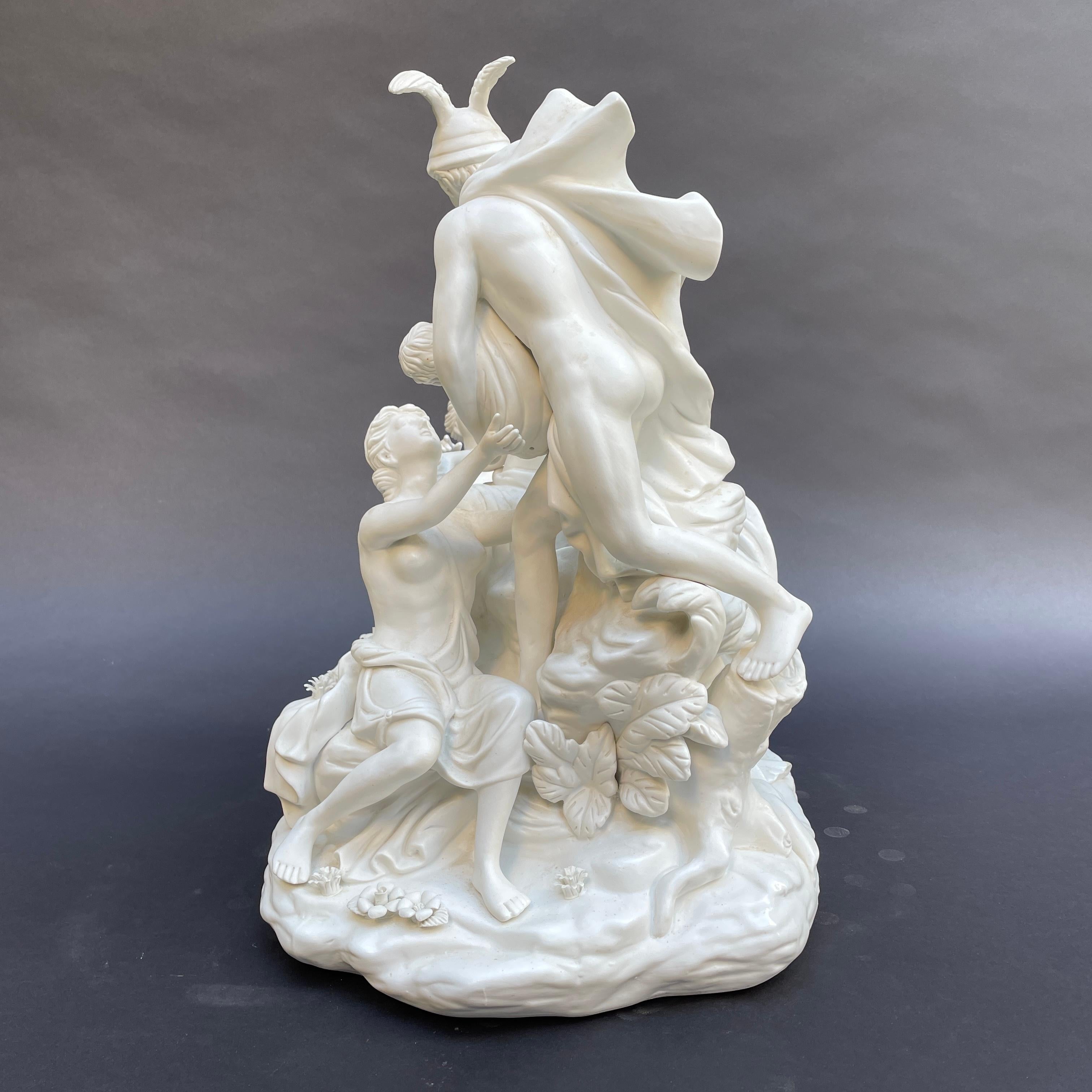 Centerpiece In White Porcelain Biscuit 20th Century Mythological Sculptural Group For Sale 6