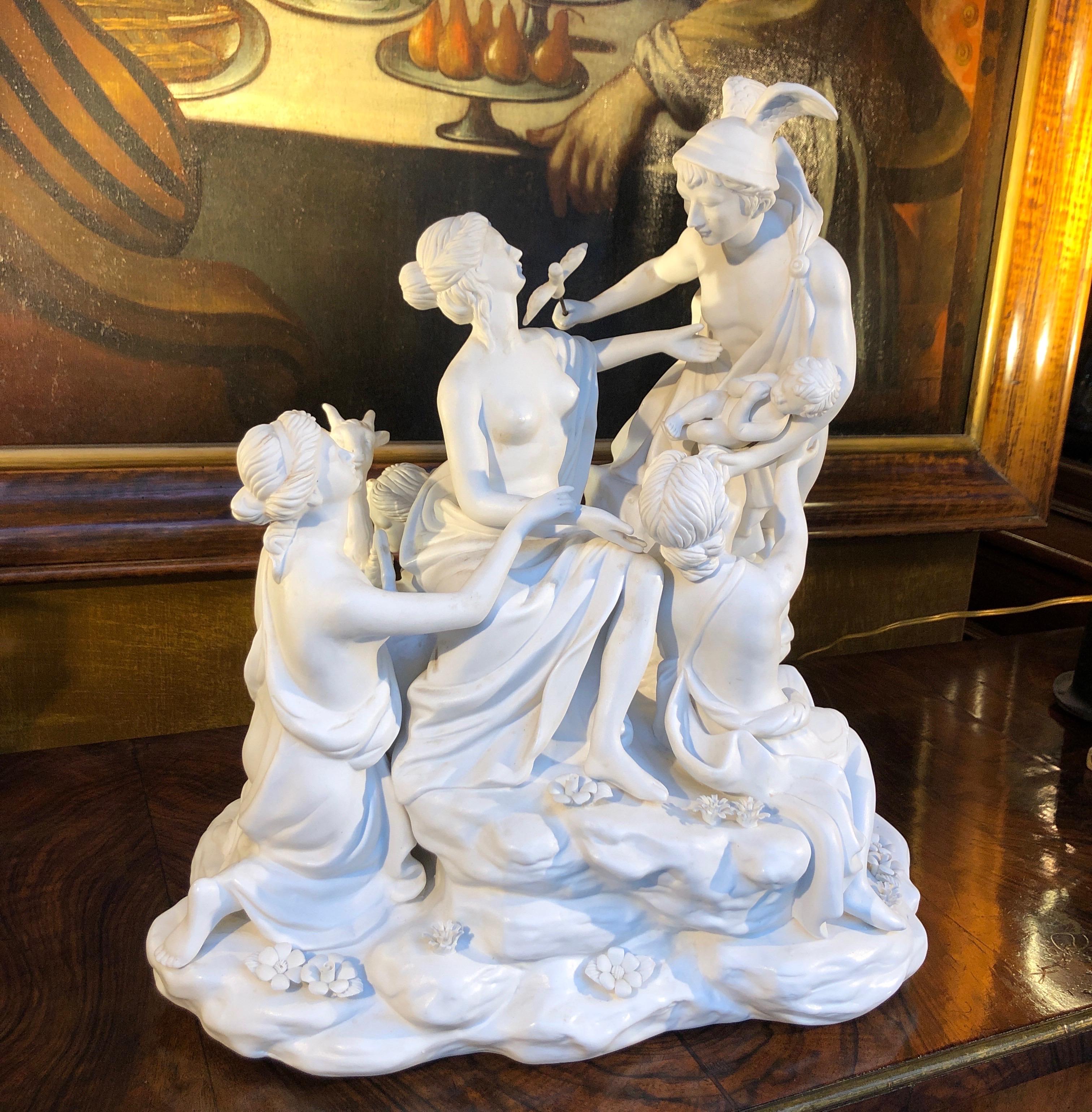 Centerpiece In White Porcelain Biscuit 20th Century Mythological Sculptural Group For Sale 11