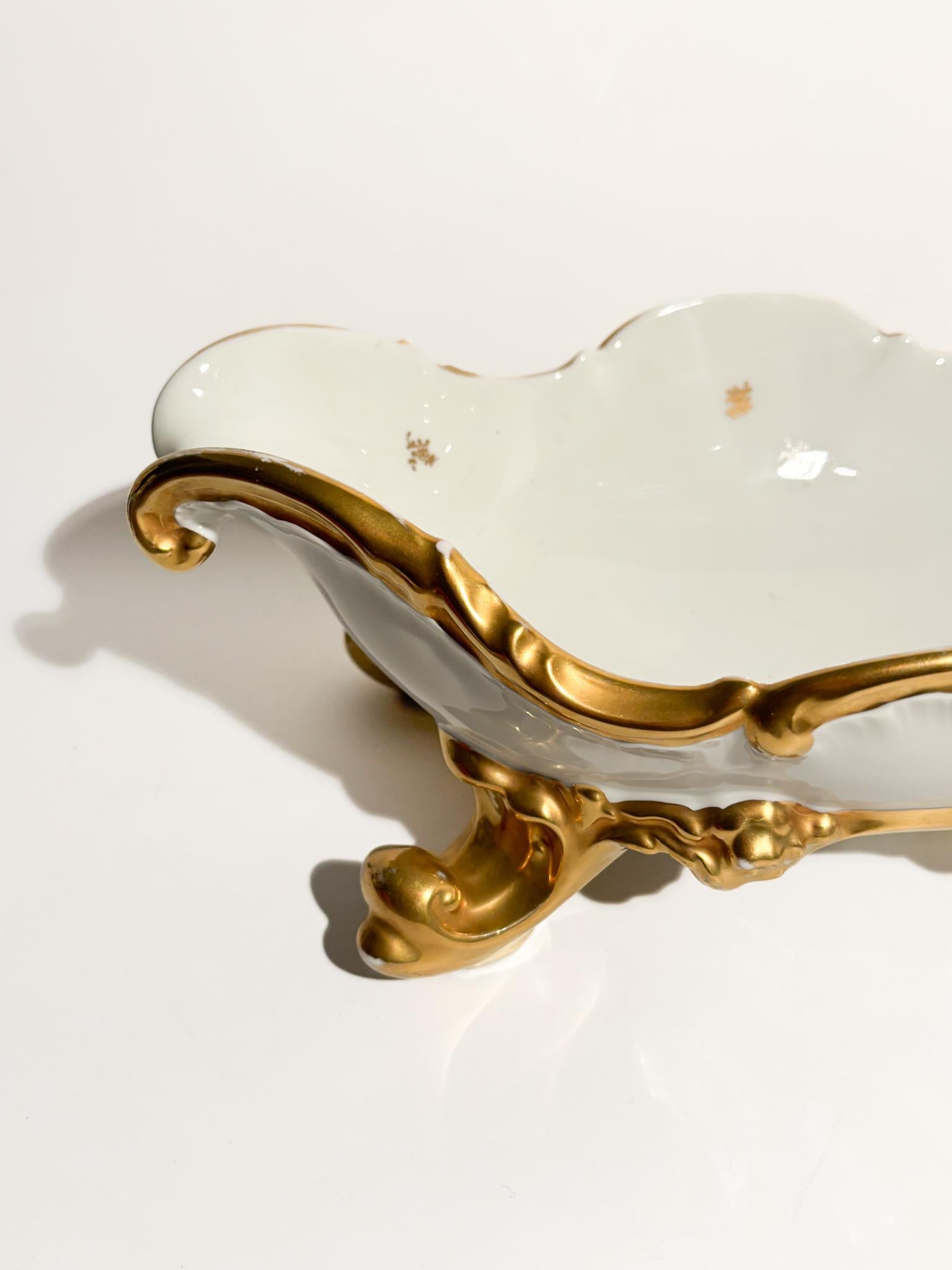 Barocco Centrotavola in Porcellana di Rosenthal Bianco e Oro Anni 60 in vendita