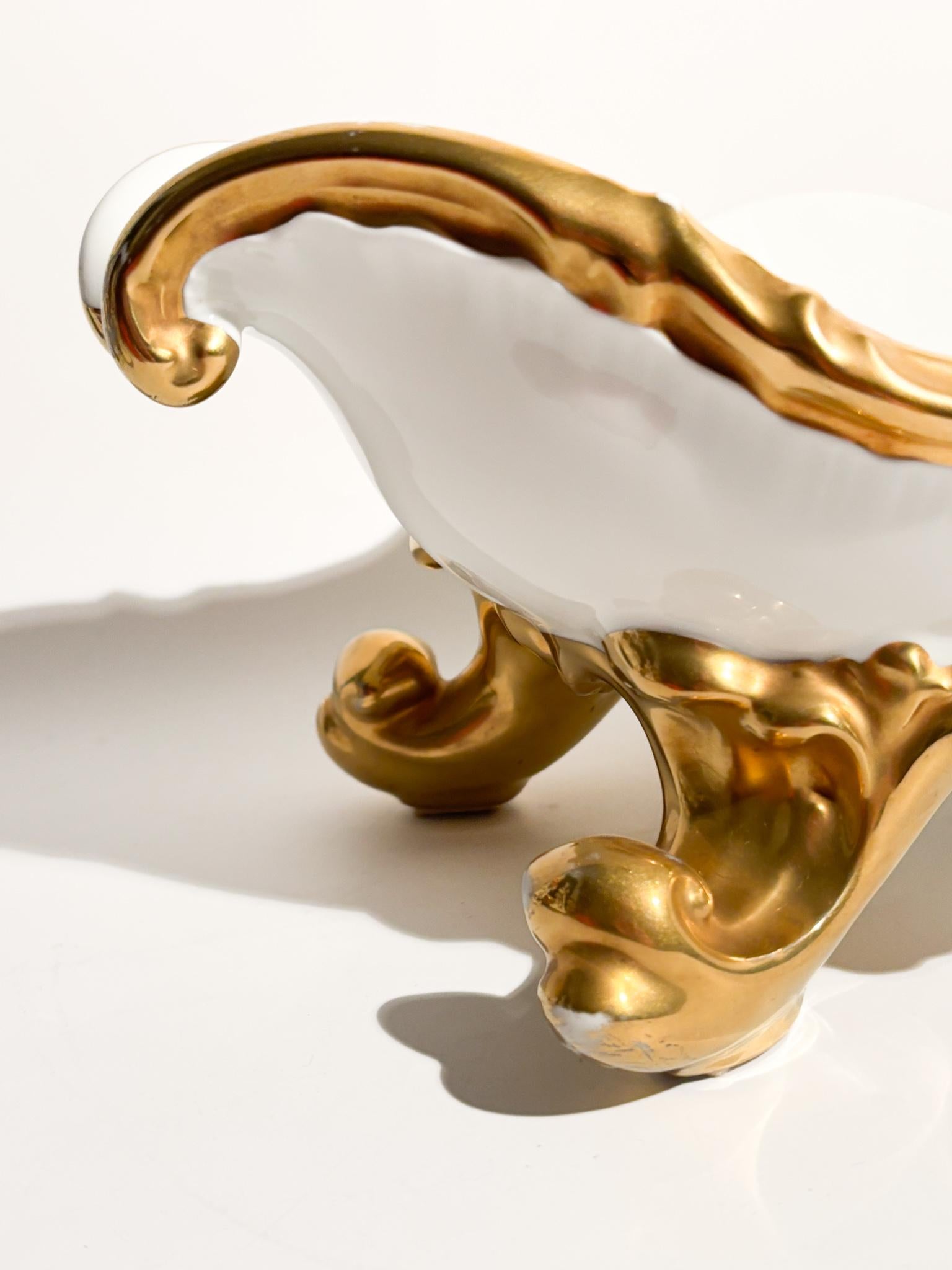 Mid-20th Century Centrotavola in Porcellana di Rosenthal Bianco e Oro Anni 60 in vendita