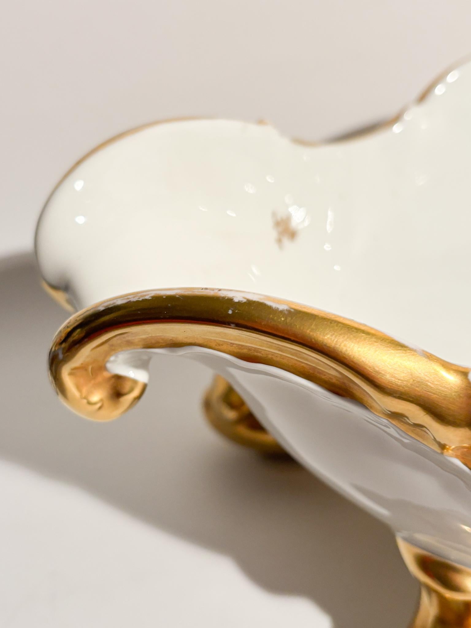 Ceramica Centrotavola in Porcellana di Rosenthal Bianco e Oro Anni 60 in vendita