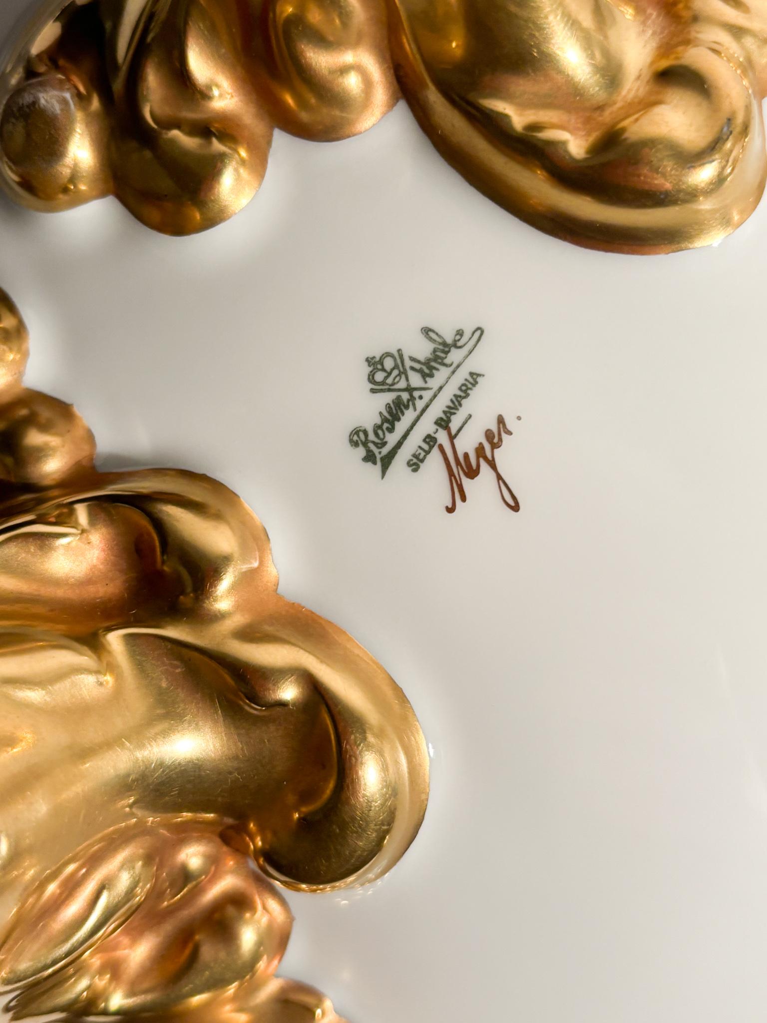 Centrotavola in Porcellana di Rosenthal Bianco e Oro Anni 60 in vendita 2