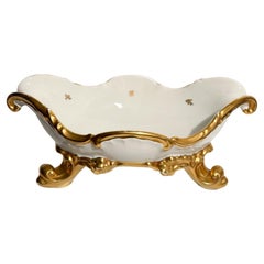 Centrotavola in Porcellana di Rosenthal Bianco e Oro Anni 60