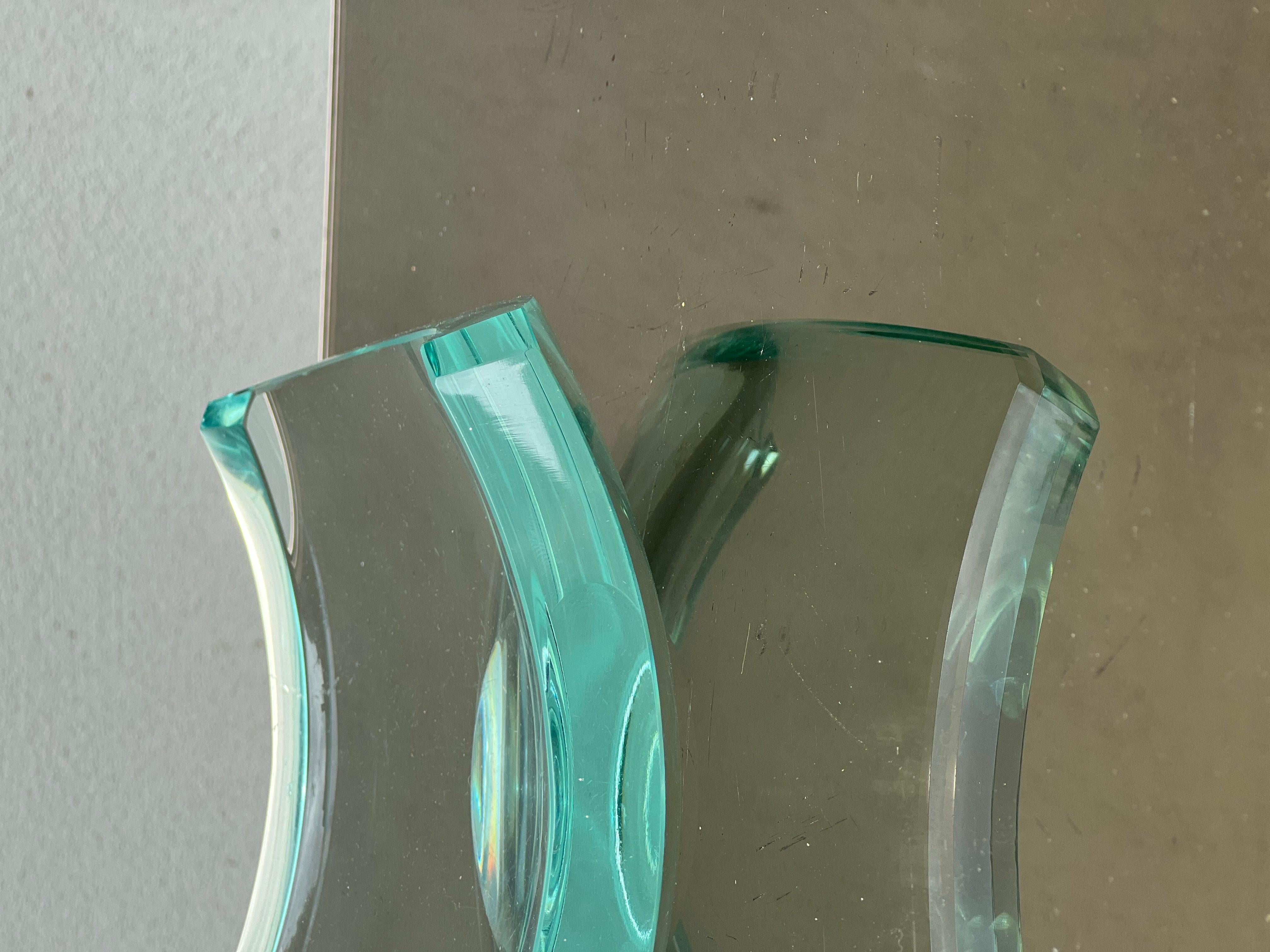 Glass Centrotavola in Vetro Nello Stile Di Fontana Arte, 1980 For Sale