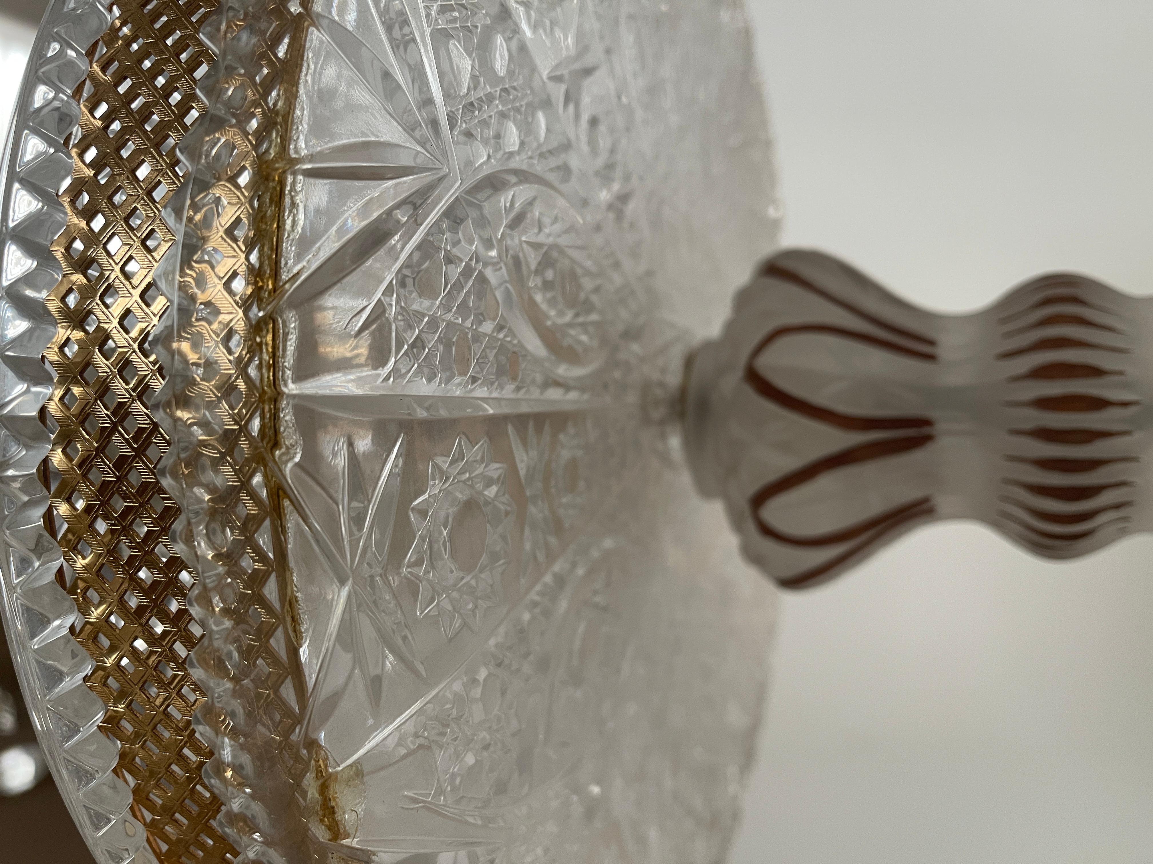 Lujoso centro de mesa de cristal italiano y bronce dorado estilo parisino de los años 90 en venta 6