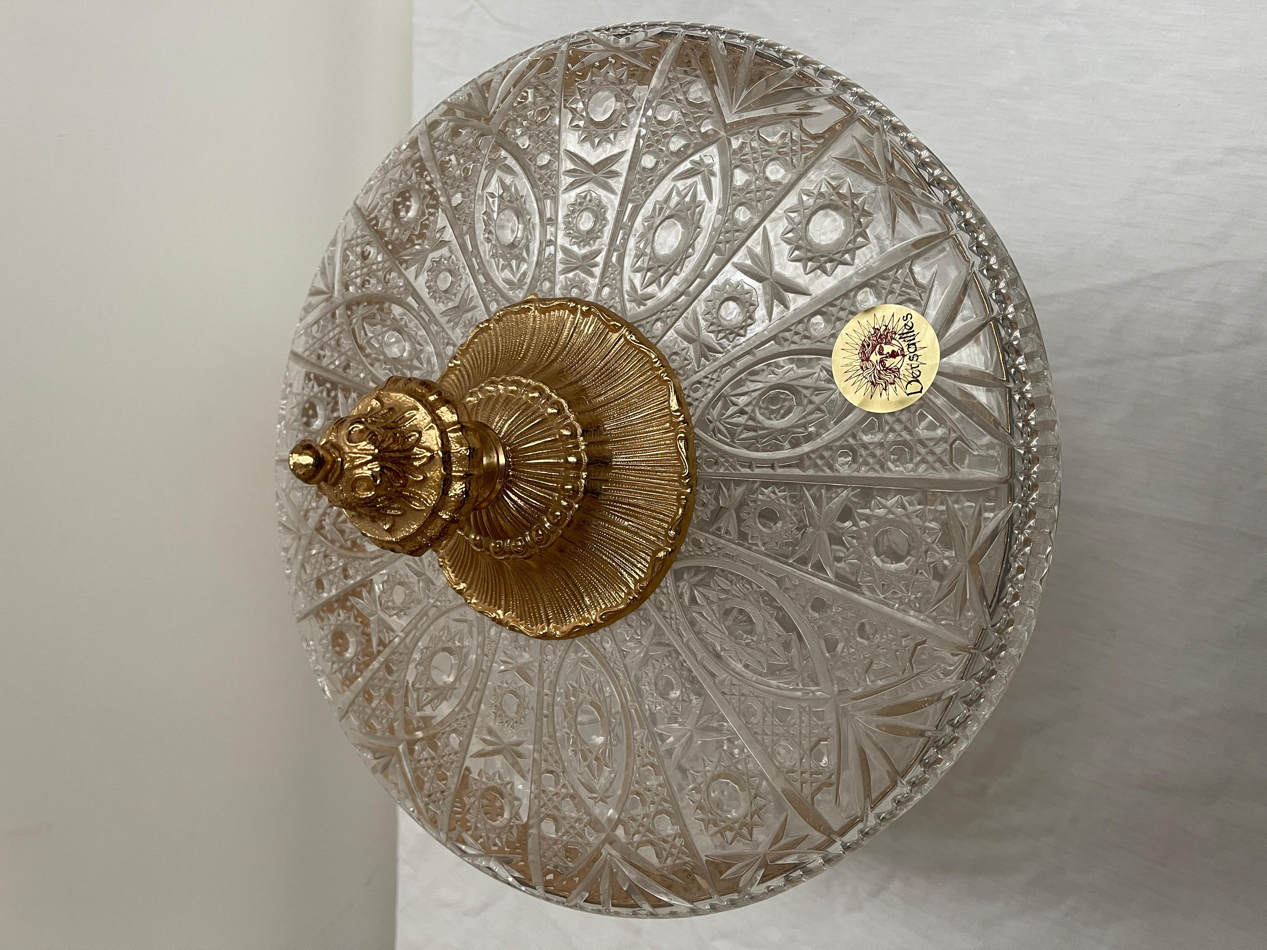 Lujoso centro de mesa de cristal italiano y bronce dorado estilo parisino de los años 90 Italian en venta