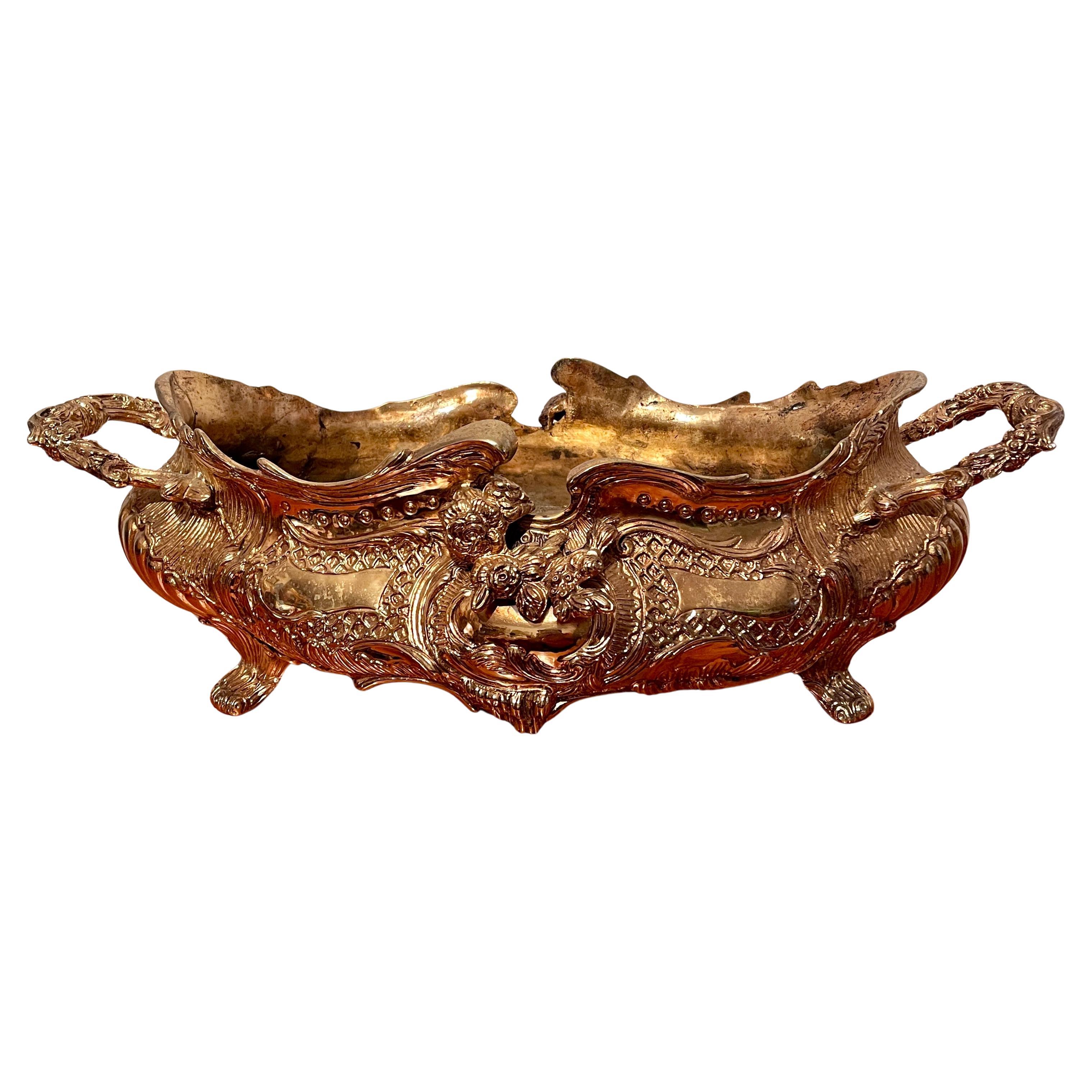 Oval bronze centerpiece in French Louis XV style 1990s