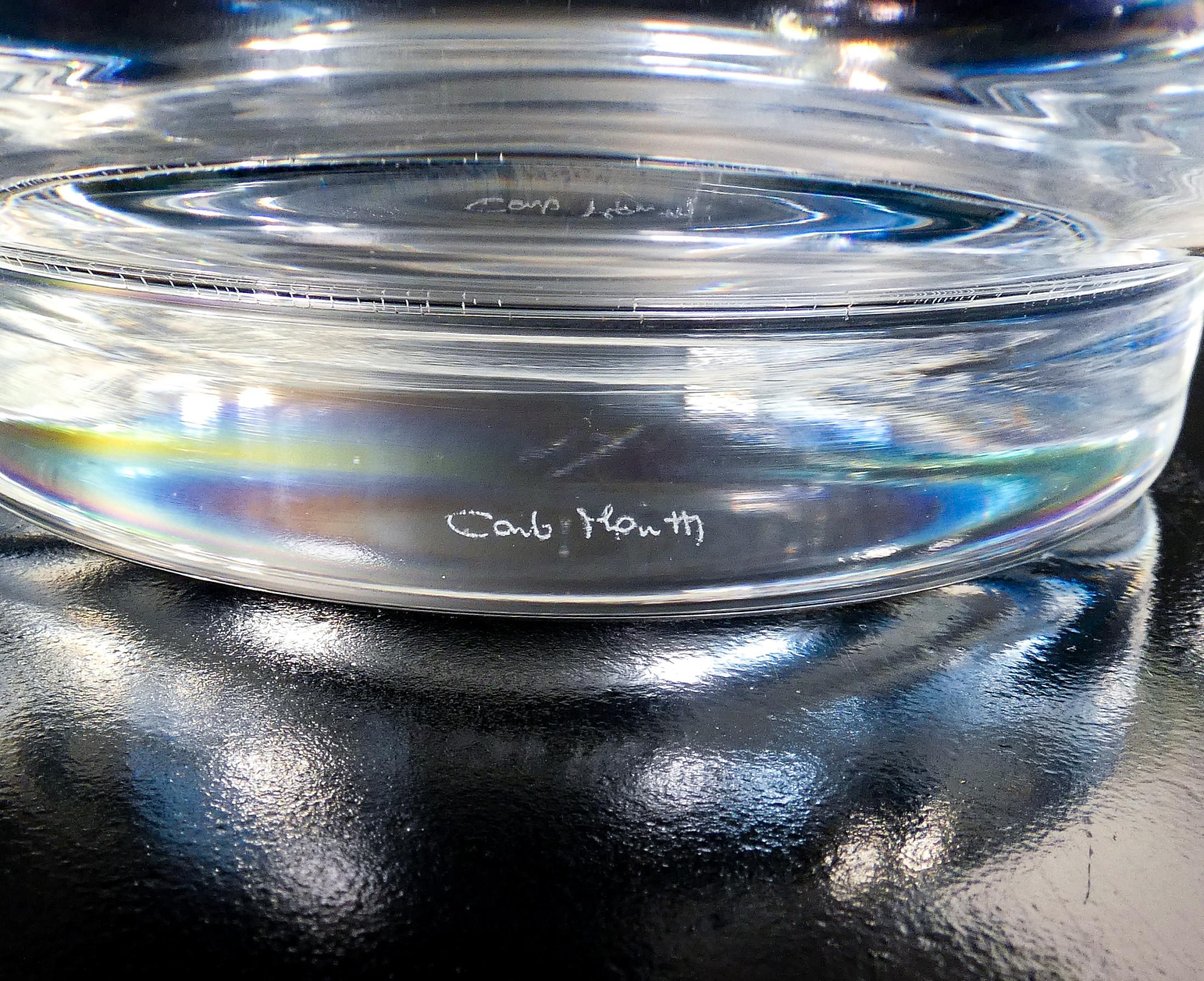 Glass Centerpiece, blown glass fruit bowl signed Carlo MORETTI. Italy 1970s For Sale
