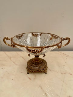 Versailles renaissance bronze and crystal centerpiece 1970s