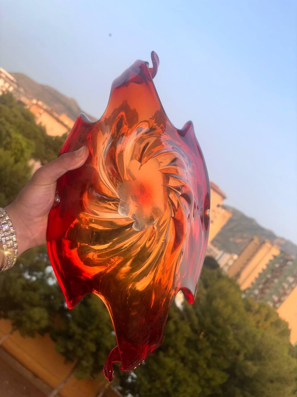 Centrotavola Scultoreo in Vetro Murano Rosso, Design Mid-Century Modern anni 50 in vendita 2