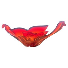 Red Murano Glass Sculptural Centerpiece, 1950s Mid-Century Modern Design