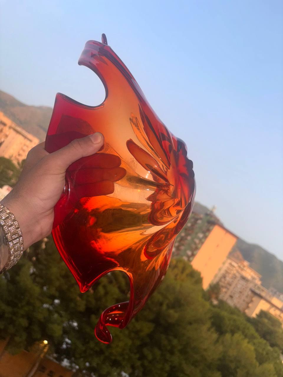 Centrotavola Scultoreo in Vetro Murano Rosso, Design Mid-Century Modern anni 50 In condizioni buone in vendita a Palermo, IT
