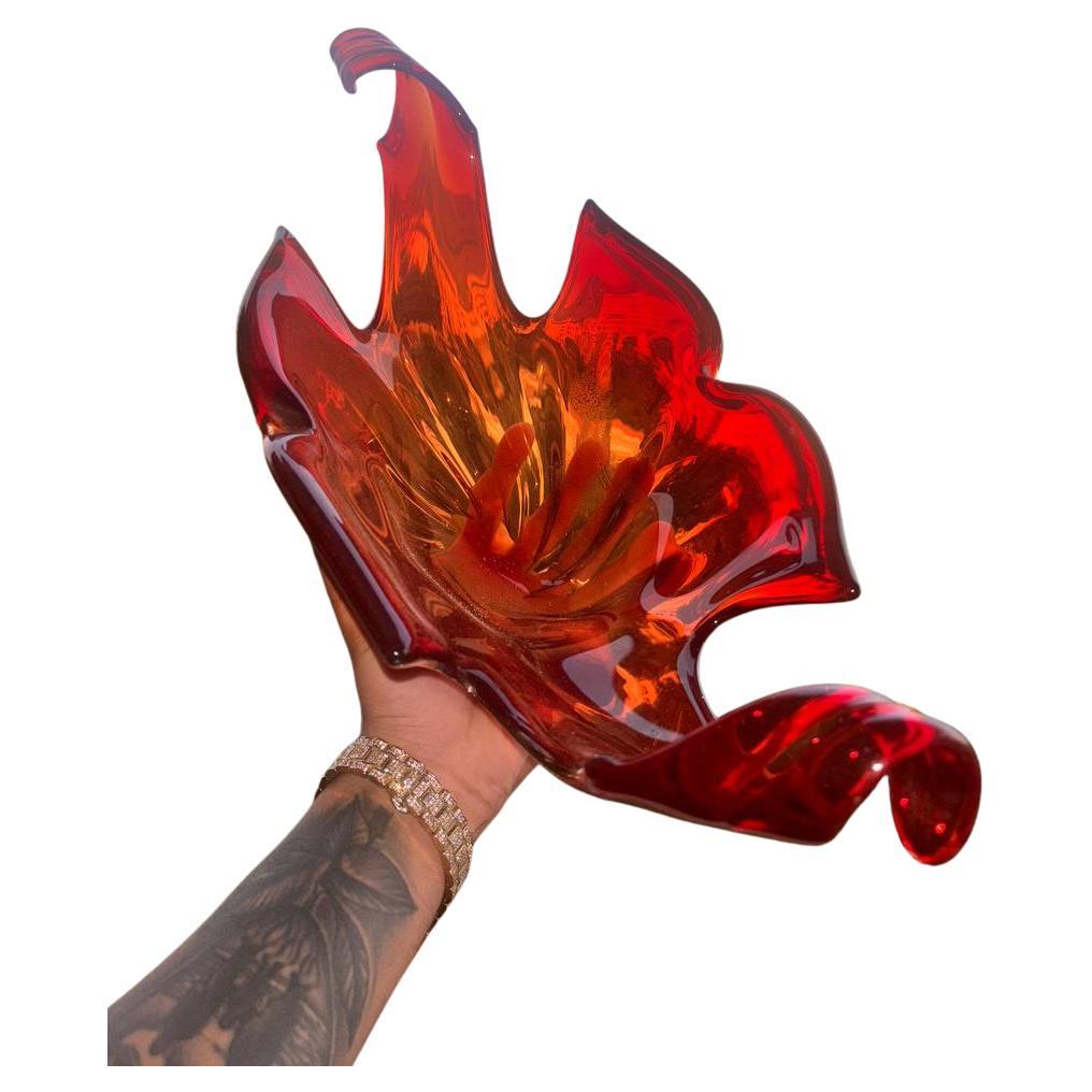 Centrotavola Scultoreo in Vetro Murano Rosso, Design Mid-Century Modern anni 50 in vendita