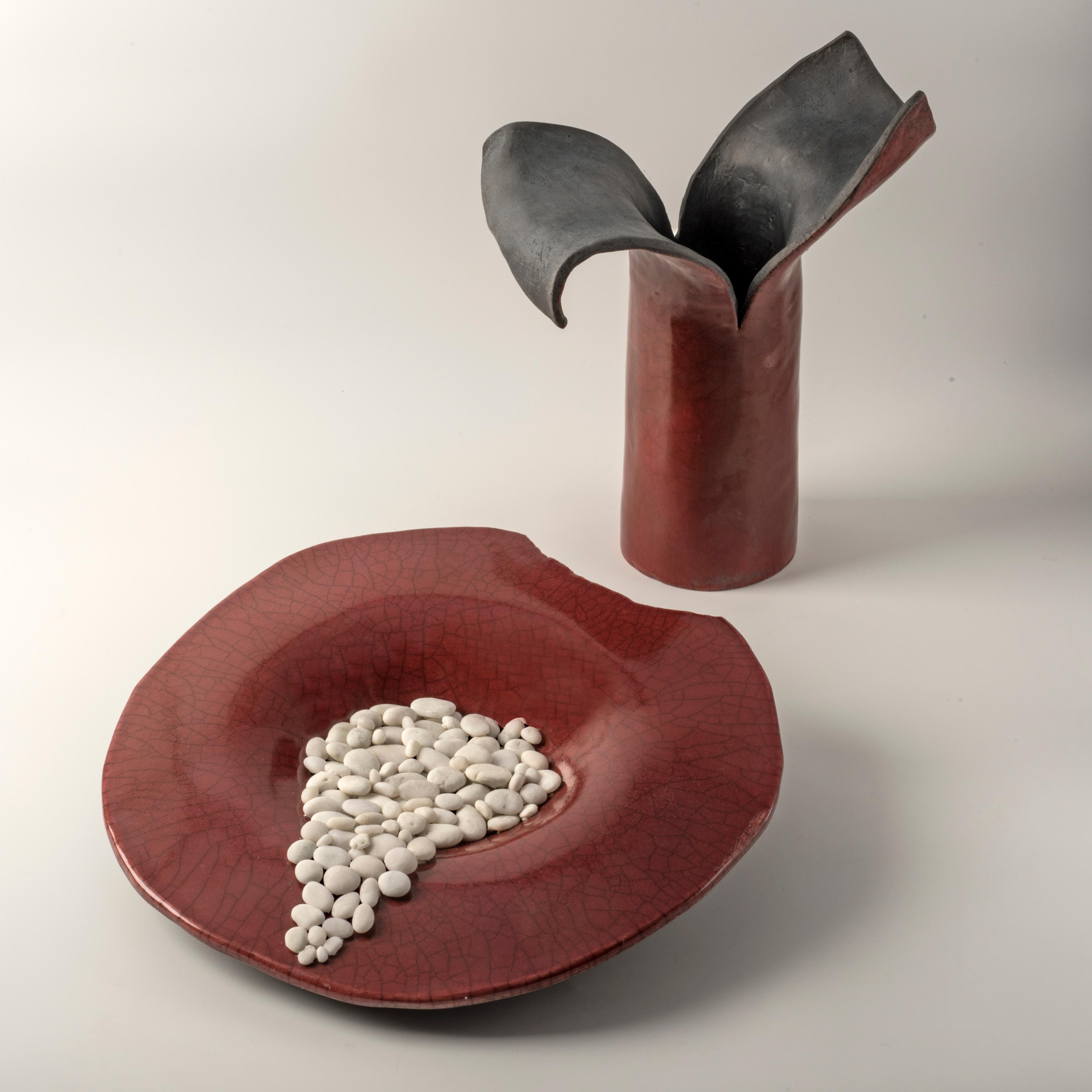 Contemporary INCANTO AMARANTO Ceramic Centerpiece-Sculpture by Nino Basso - Unique Piece For Sale